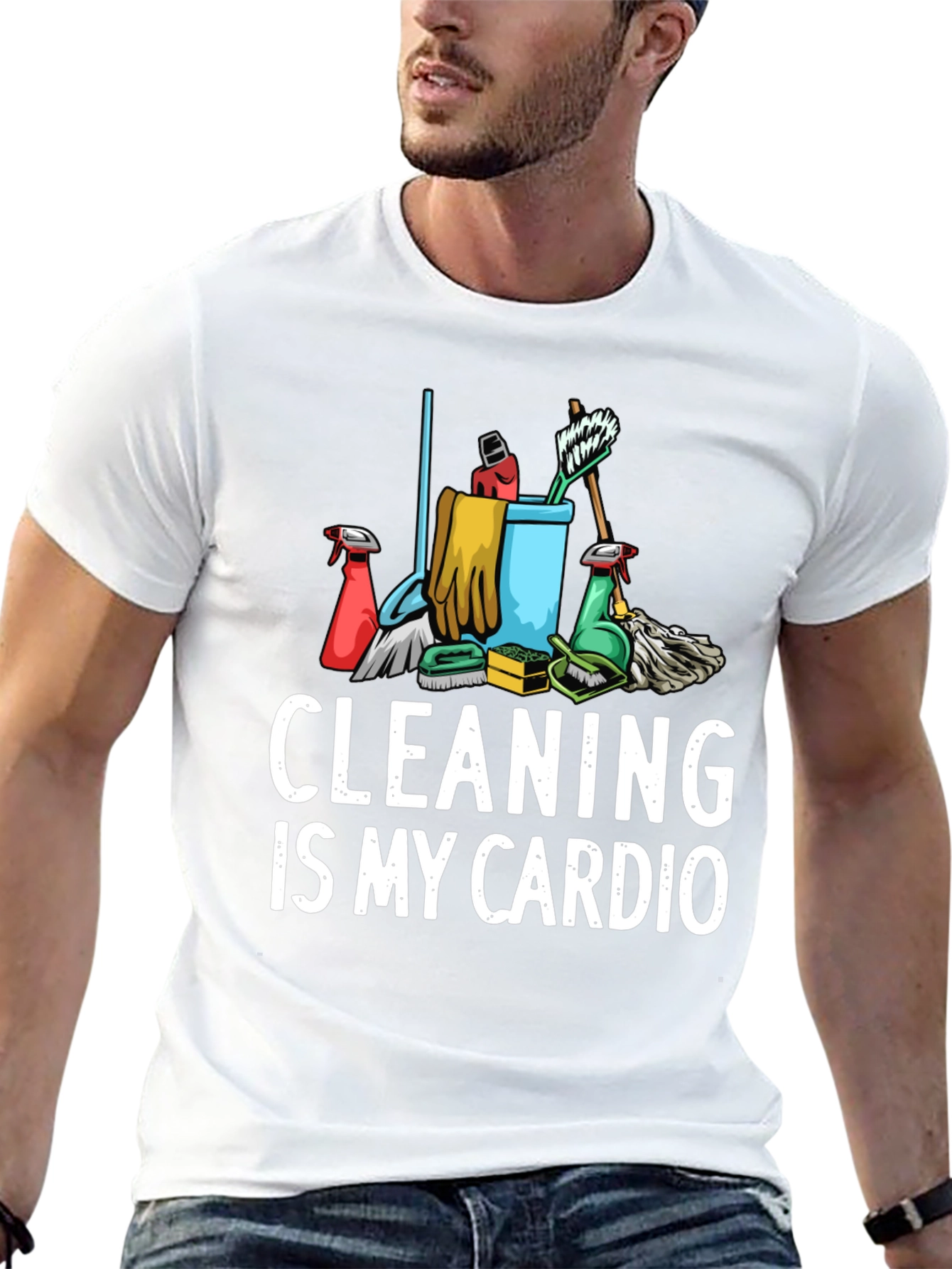 Black Cleaning Is My Cardio Graphic T-Shirt view 13