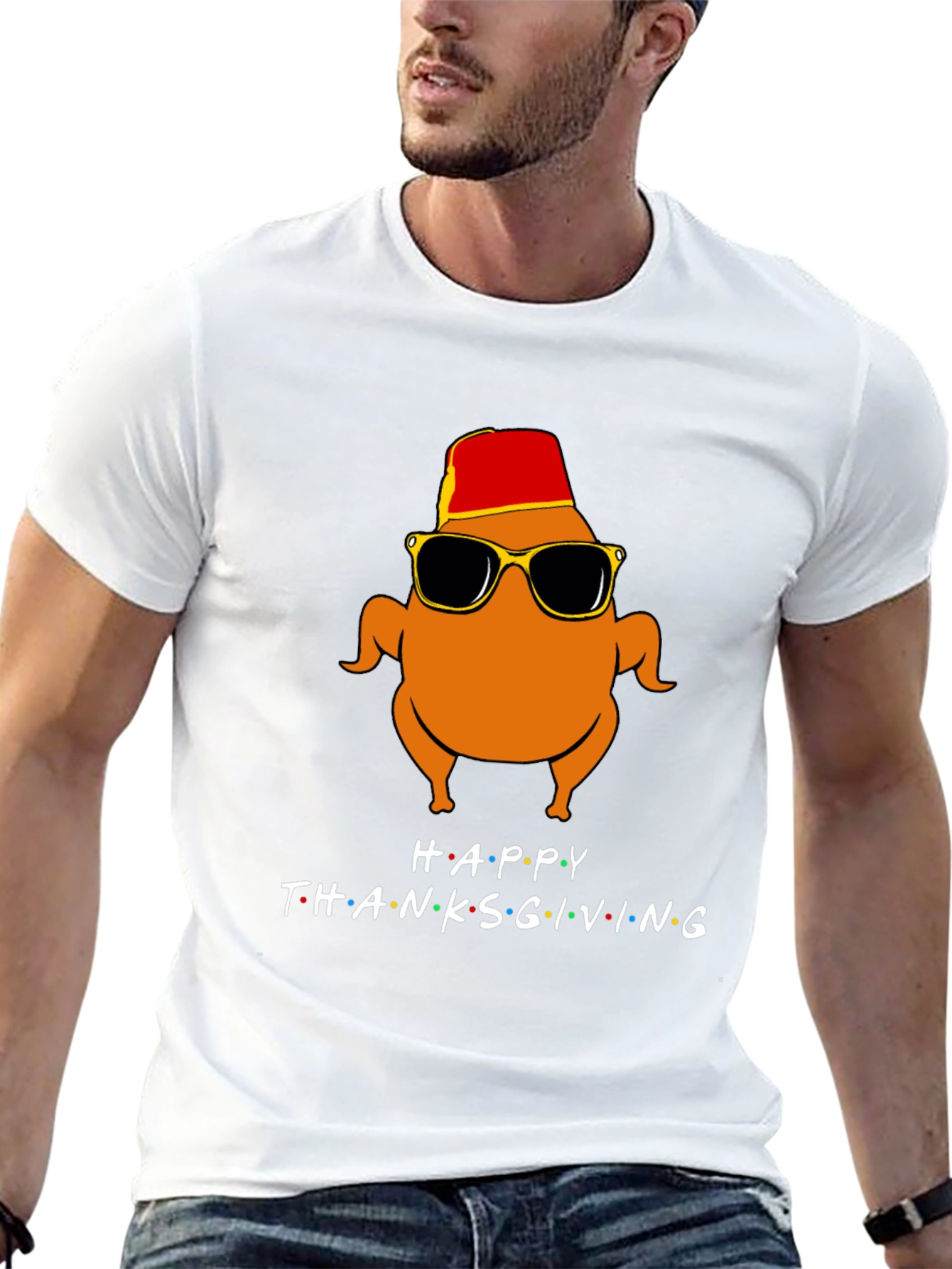 Black Happy Thanksgiving Turkey Graphic Tee view 13