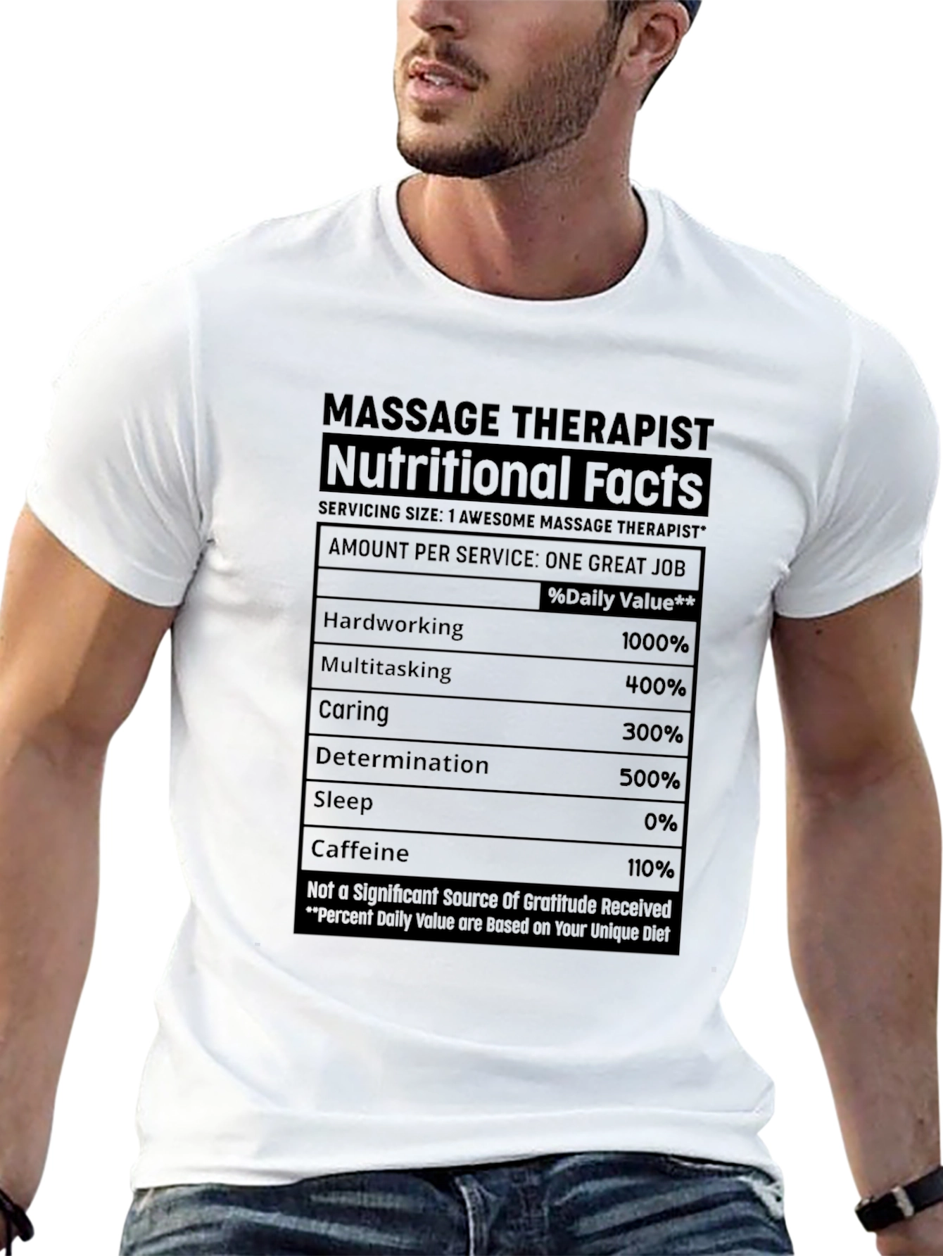 Black Massage Therapist Nutritional Facts T-Shirt view 13