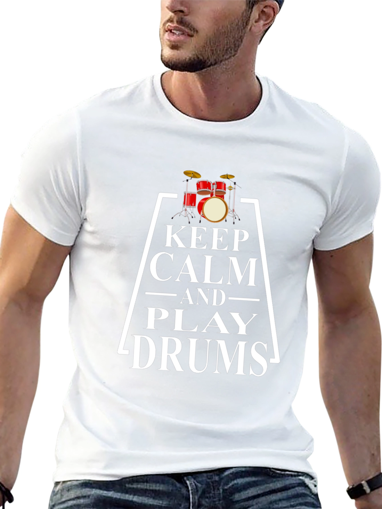 Black Keep Calm and Play Drums Graphic Tee view 13