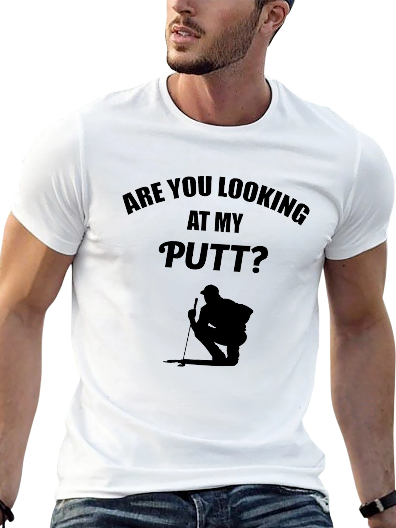 Black Funny Golf T-Shirt - "Are You Looking at My Putt?" view 13
