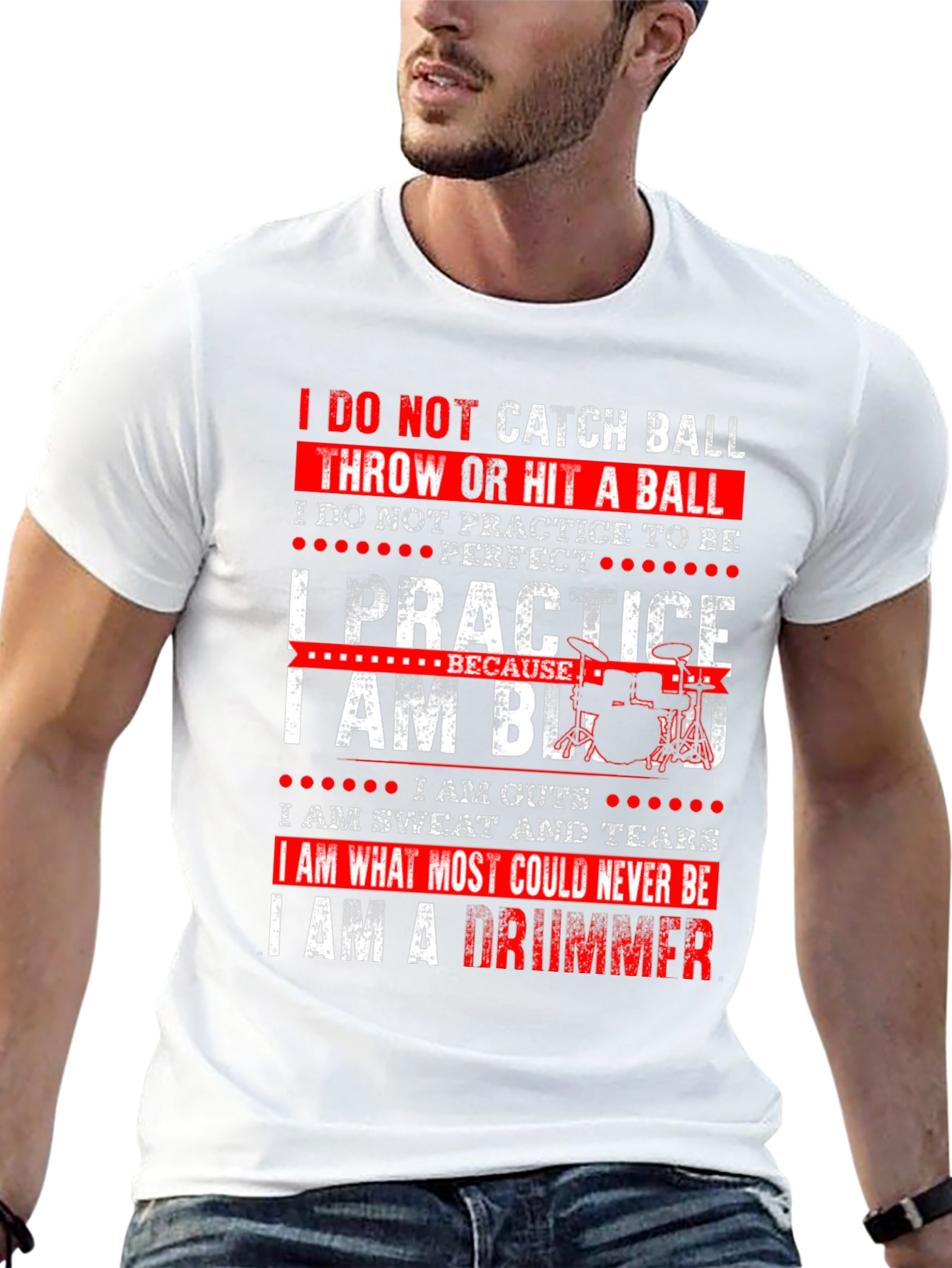 Black Drummer T-Shirt - I Practice Because I Am Blood view 13