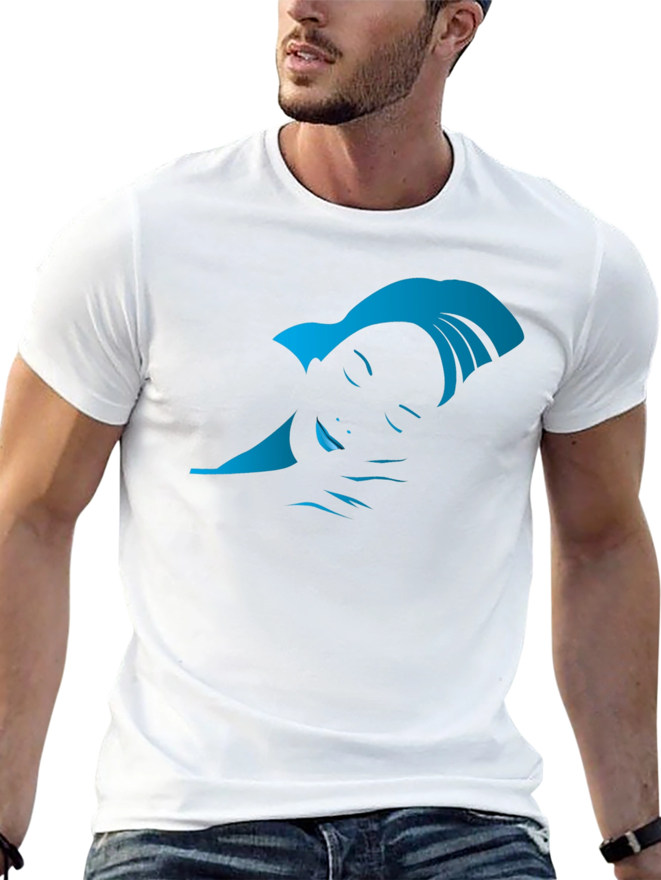 Stylized Woman Graphic Tee - Black - 13