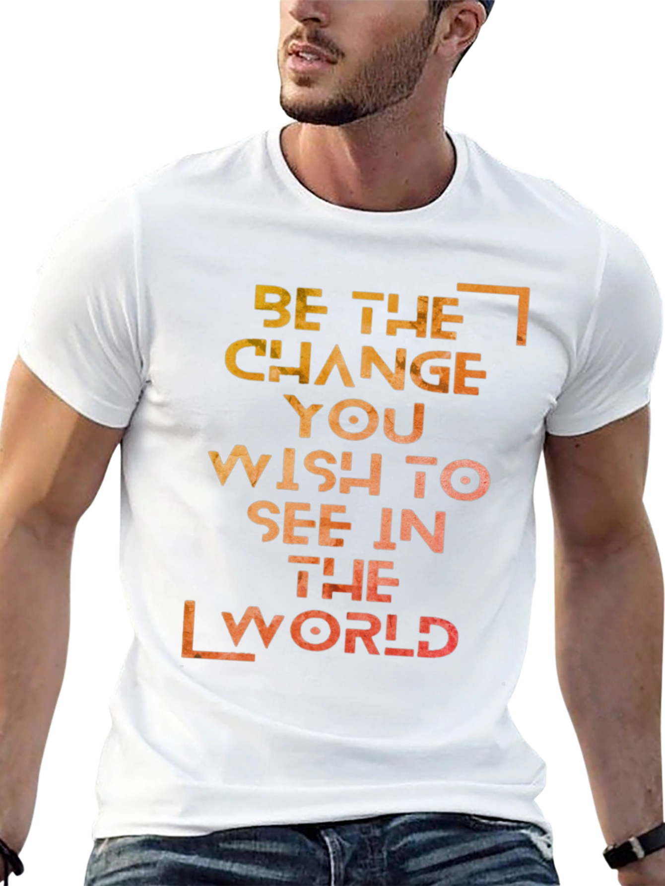 Black Inspirational Graphic T-Shirt: Be the Change view 13