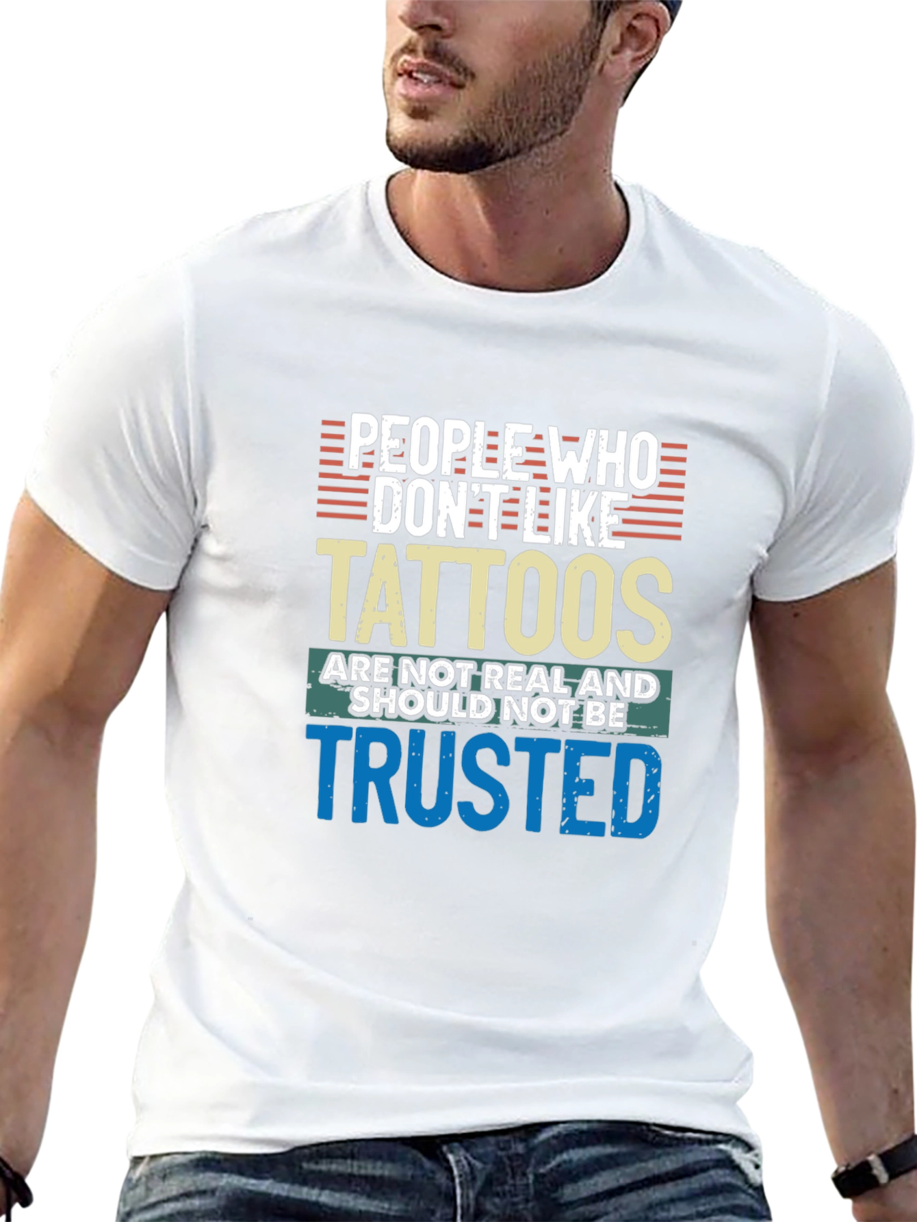 Black Tattoo Lover Tee: Distrust the Tattoo-less! view 13