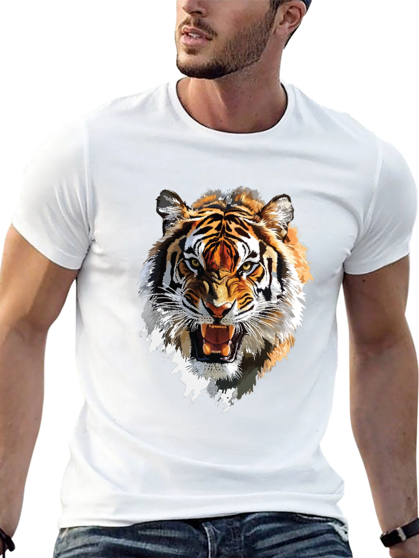 Black Tiger Graphic Tee - Bold Animal Print T-Shirt view 13