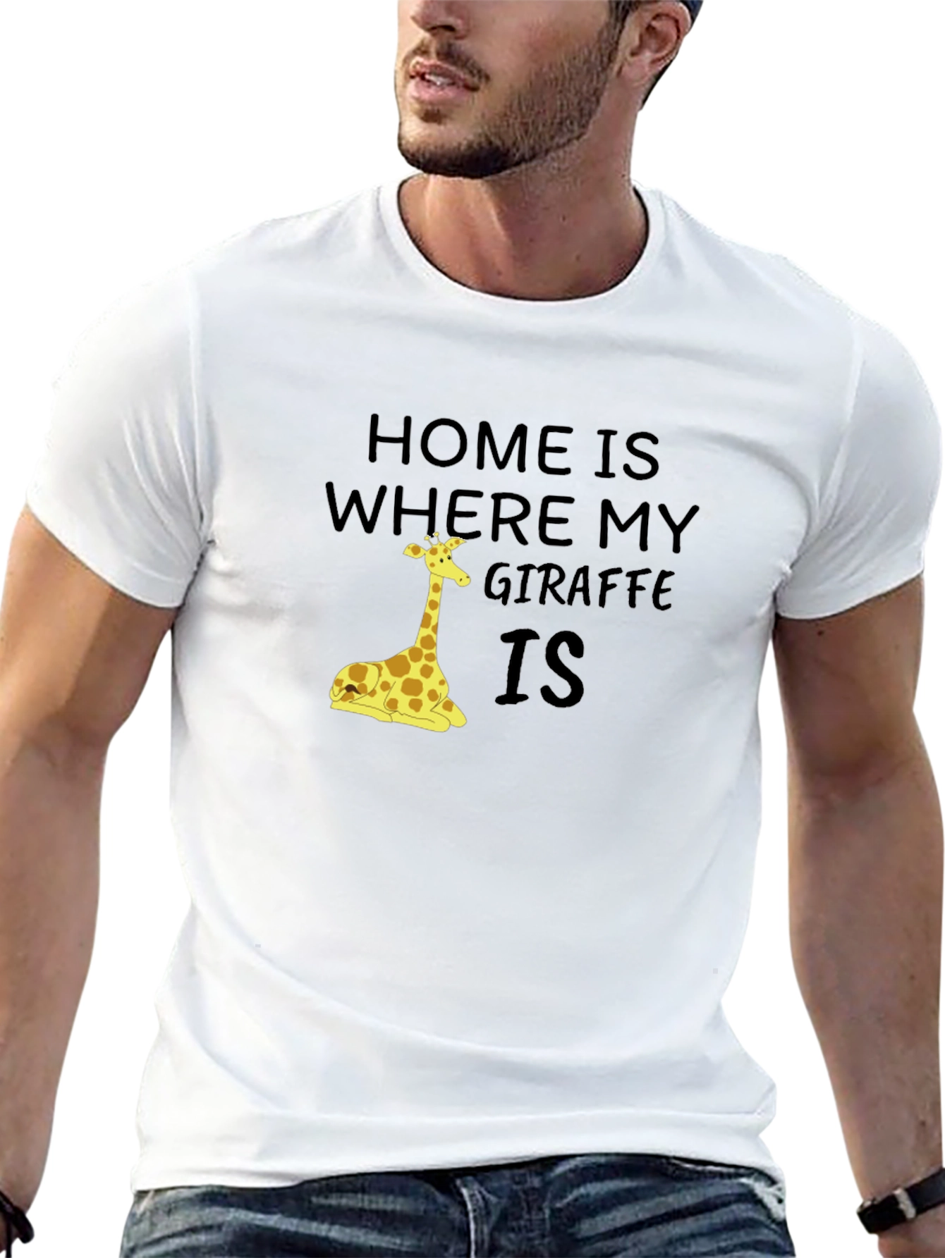 Black Home is Where My Giraffe Is Graphic T-Shirt view 13