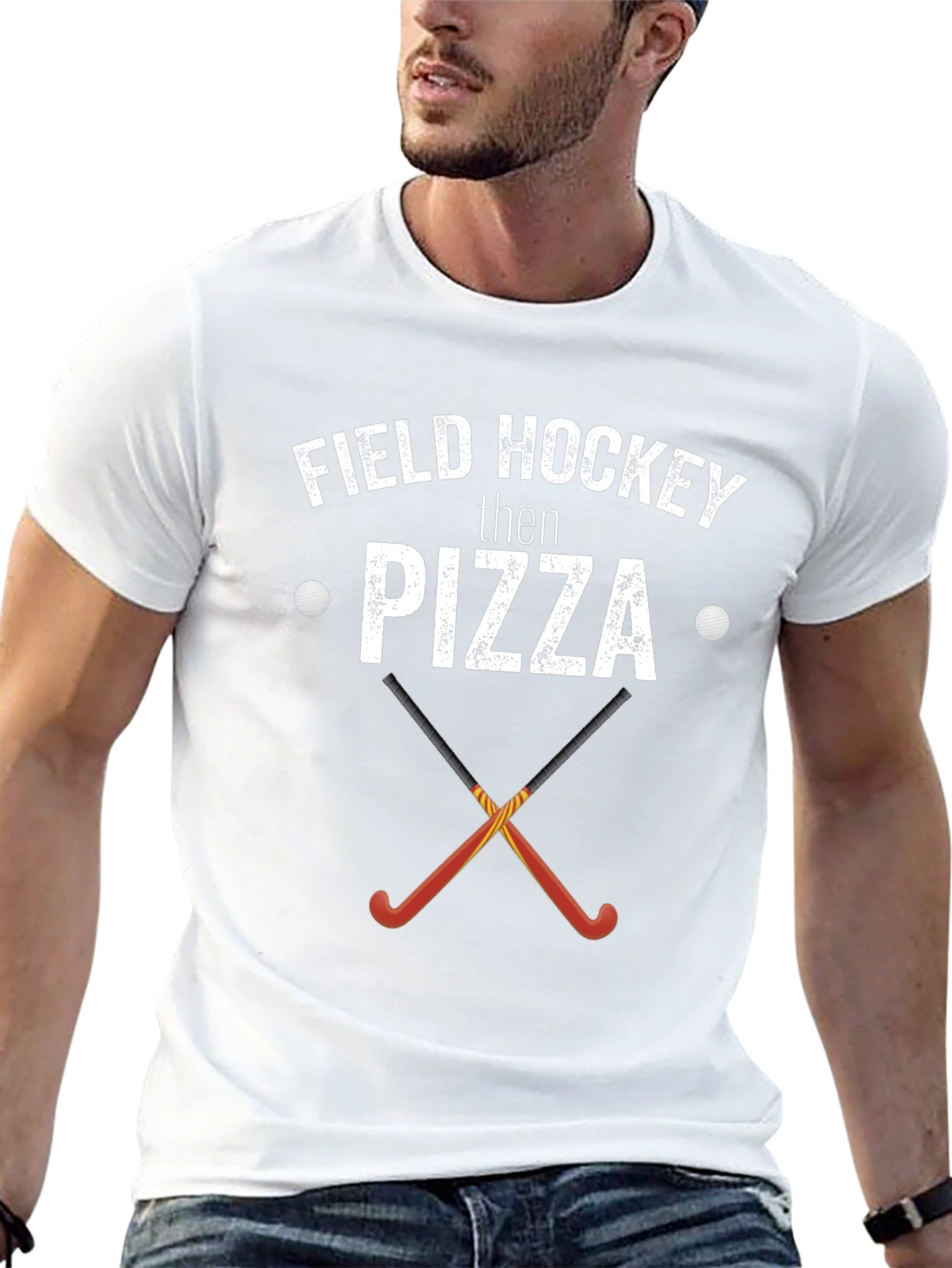 Black Field Hockey Then Pizza T-Shirt view 13