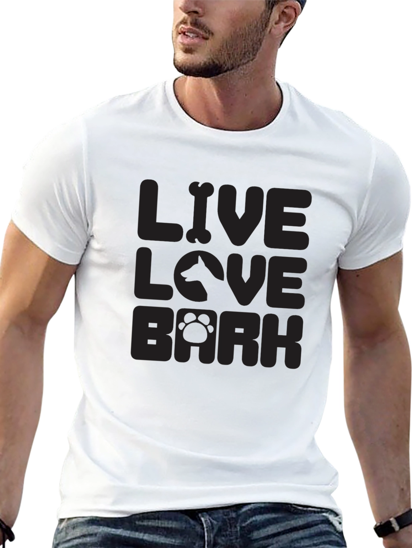 Black Live Love Bark Dog T-Shirt view 13