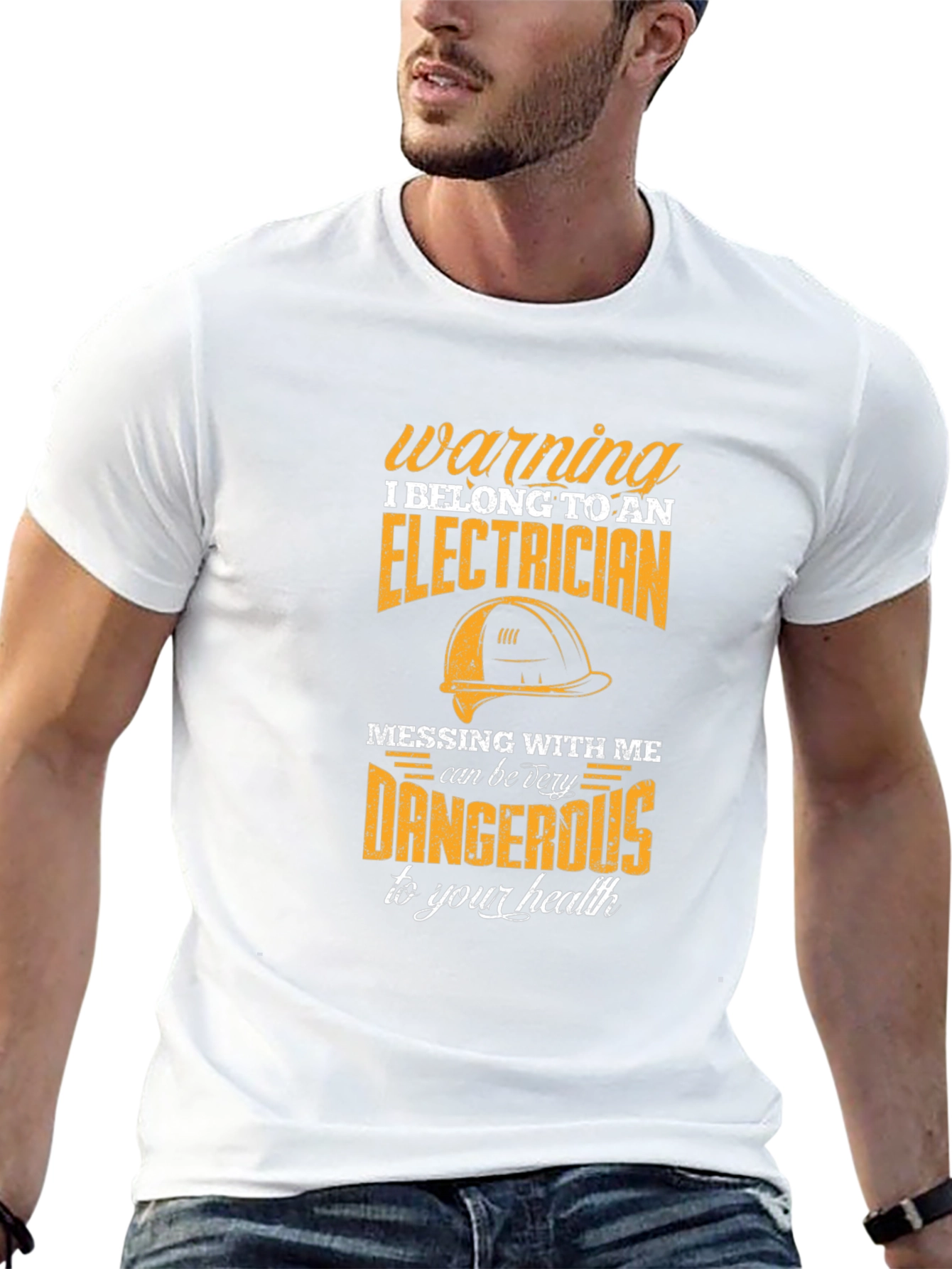 Black Electrician Warning T-Shirt - Funny, Bold Design view 13