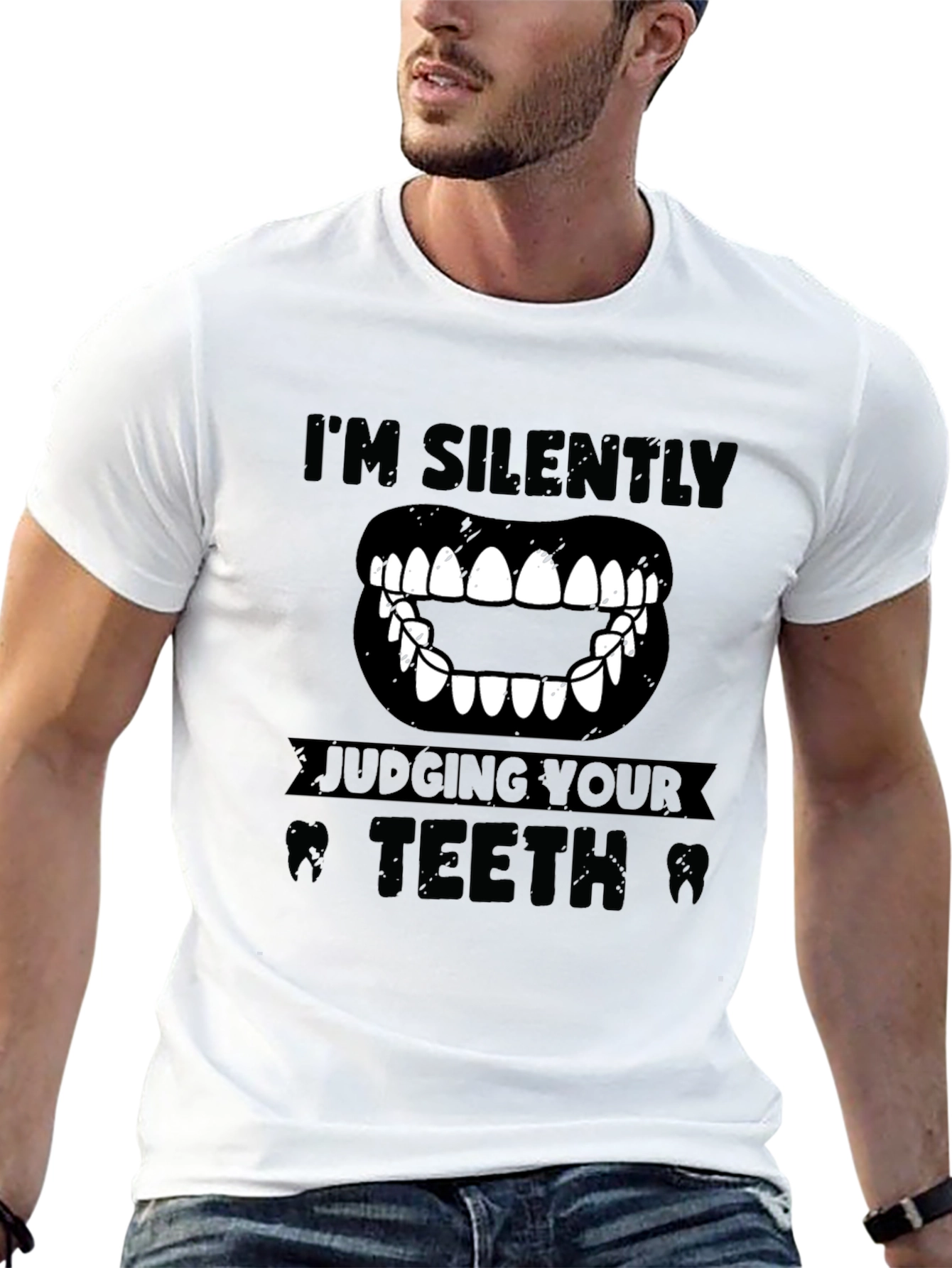 Black I'm Silently Judging Your Teeth Graphic Tee view 13