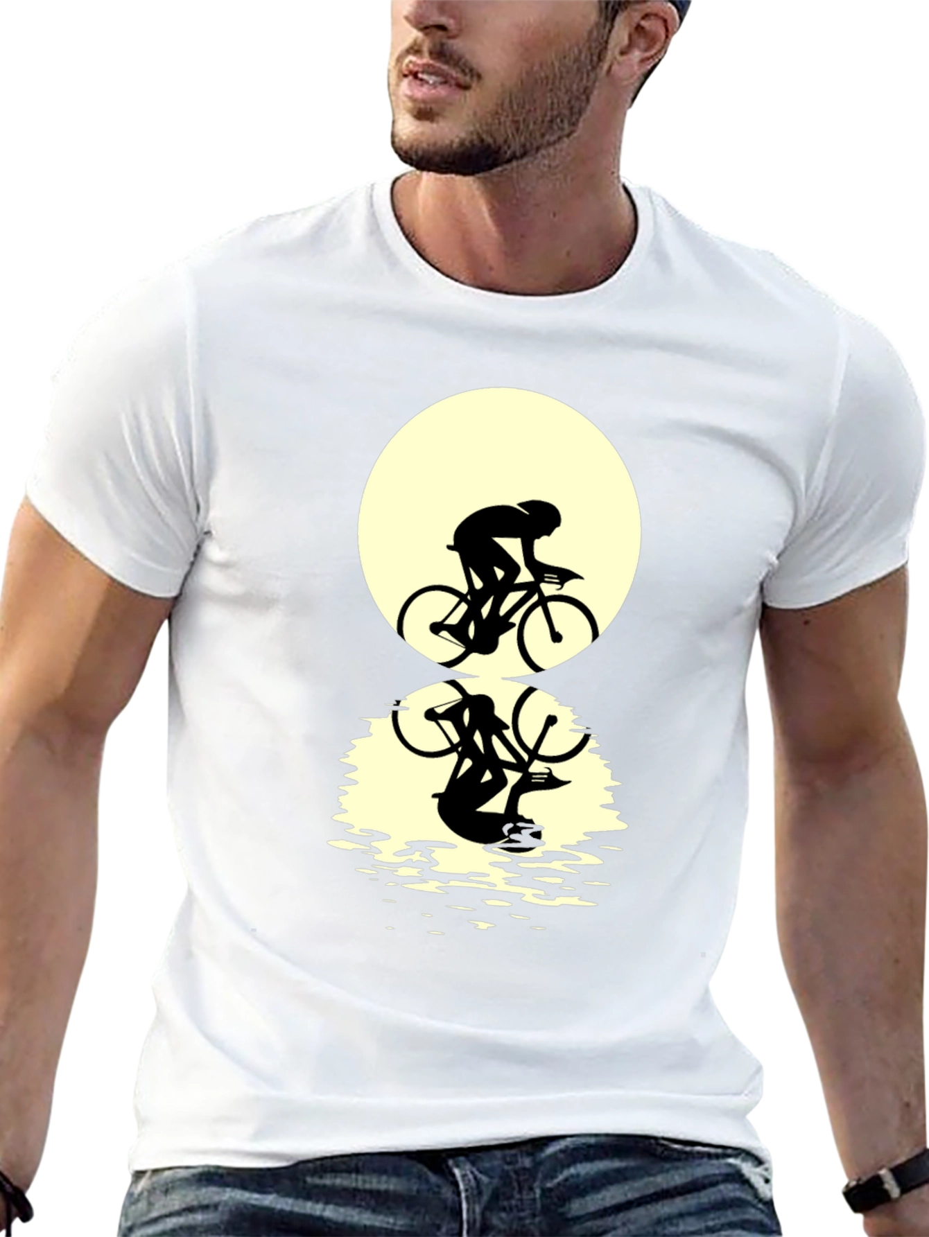 Black Cyclist Silhouette Graphic Tee - Black view 13