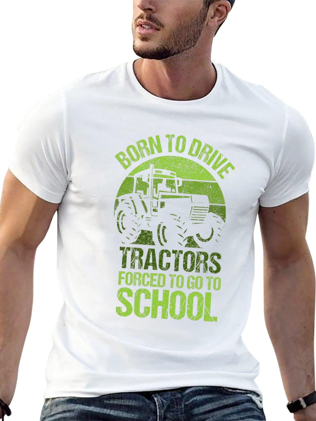 Black Born to Drive Tractors T-Shirt - School Forced! view 13