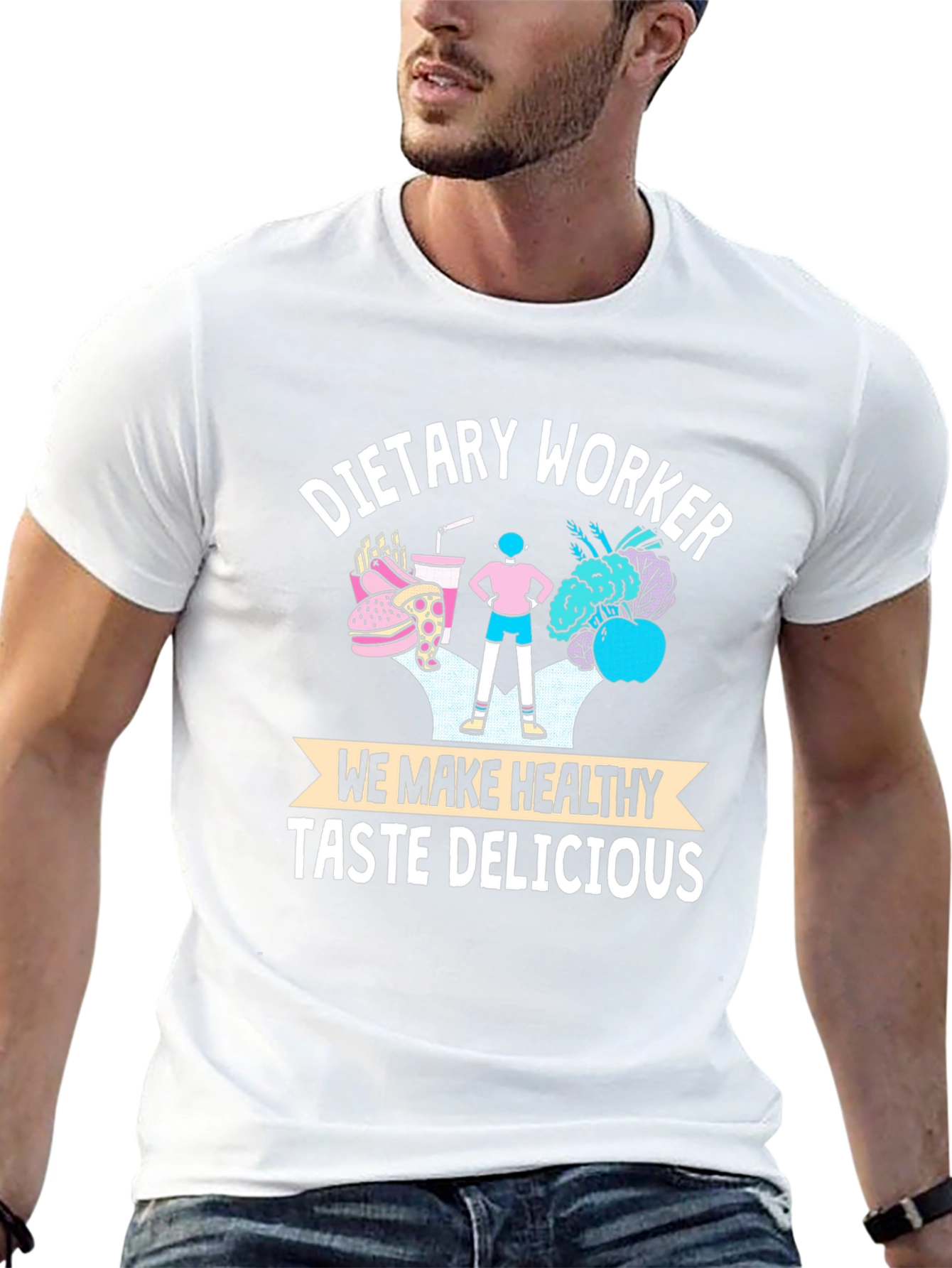 Black Dietary Worker Healthy Taste Delicious Graphic T-Shirt view 13