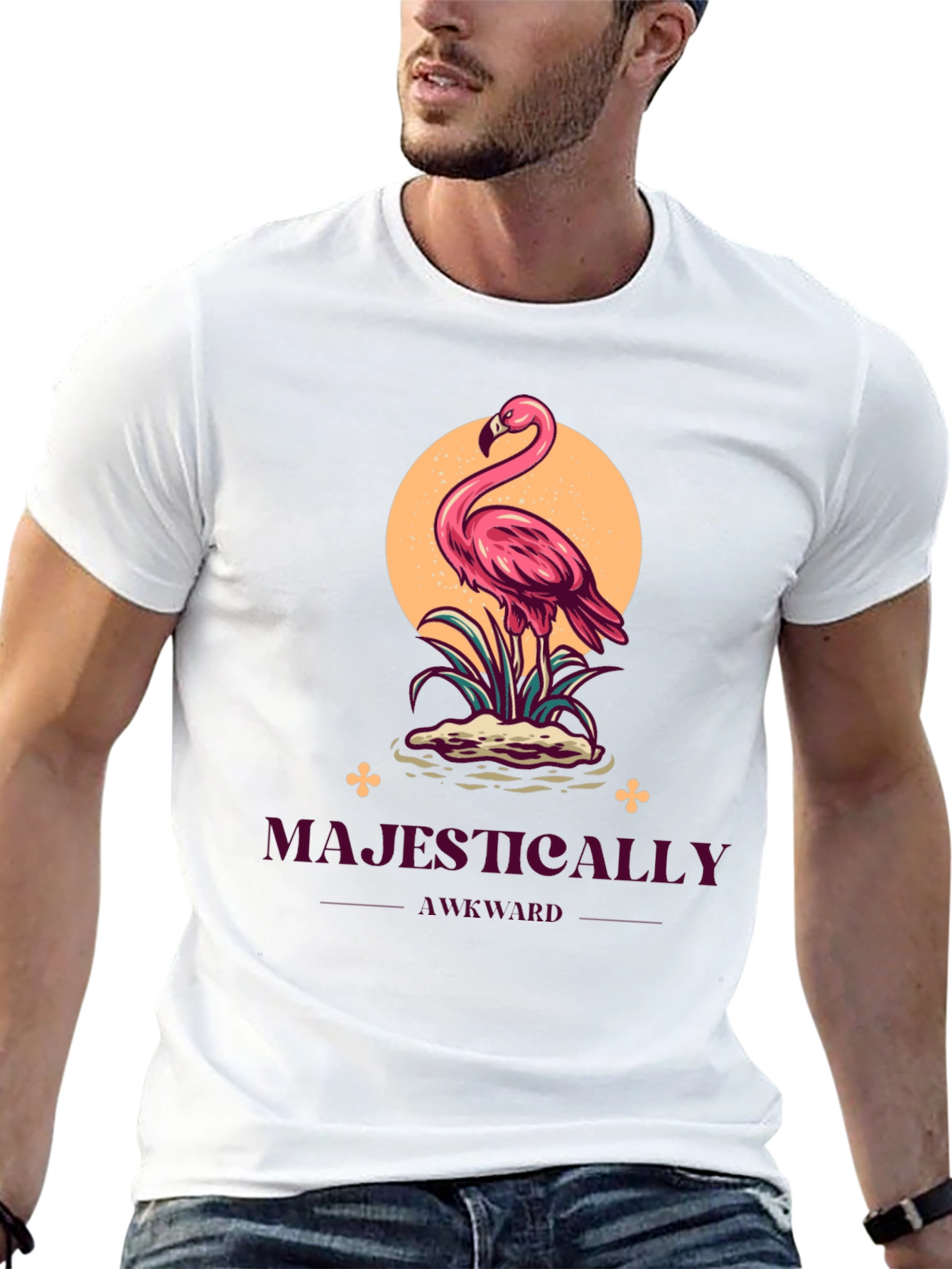 Black Majestically Awkward Flamingo Graphic Tee view 13
