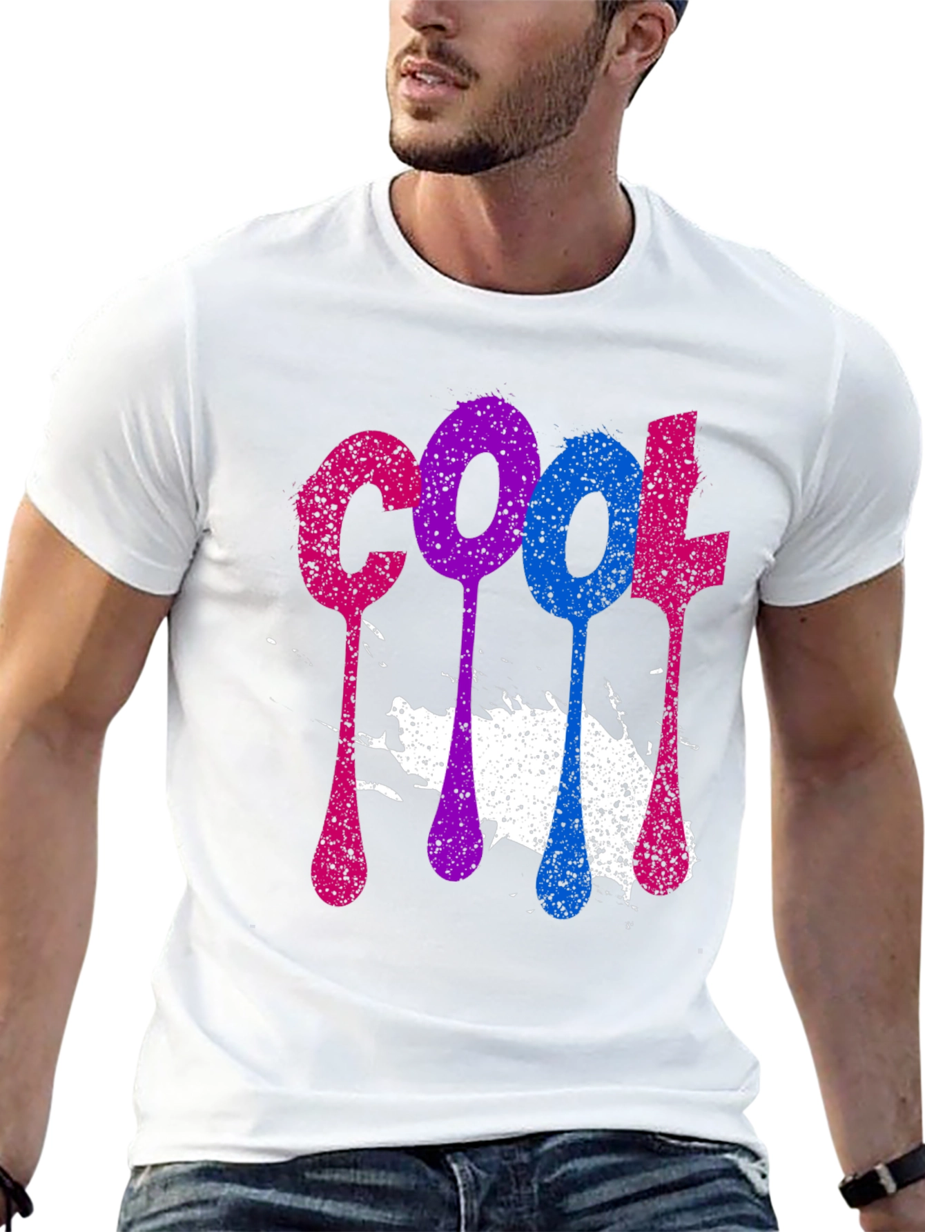 Black Cool Spray Paint Style Graphic Tee view 13