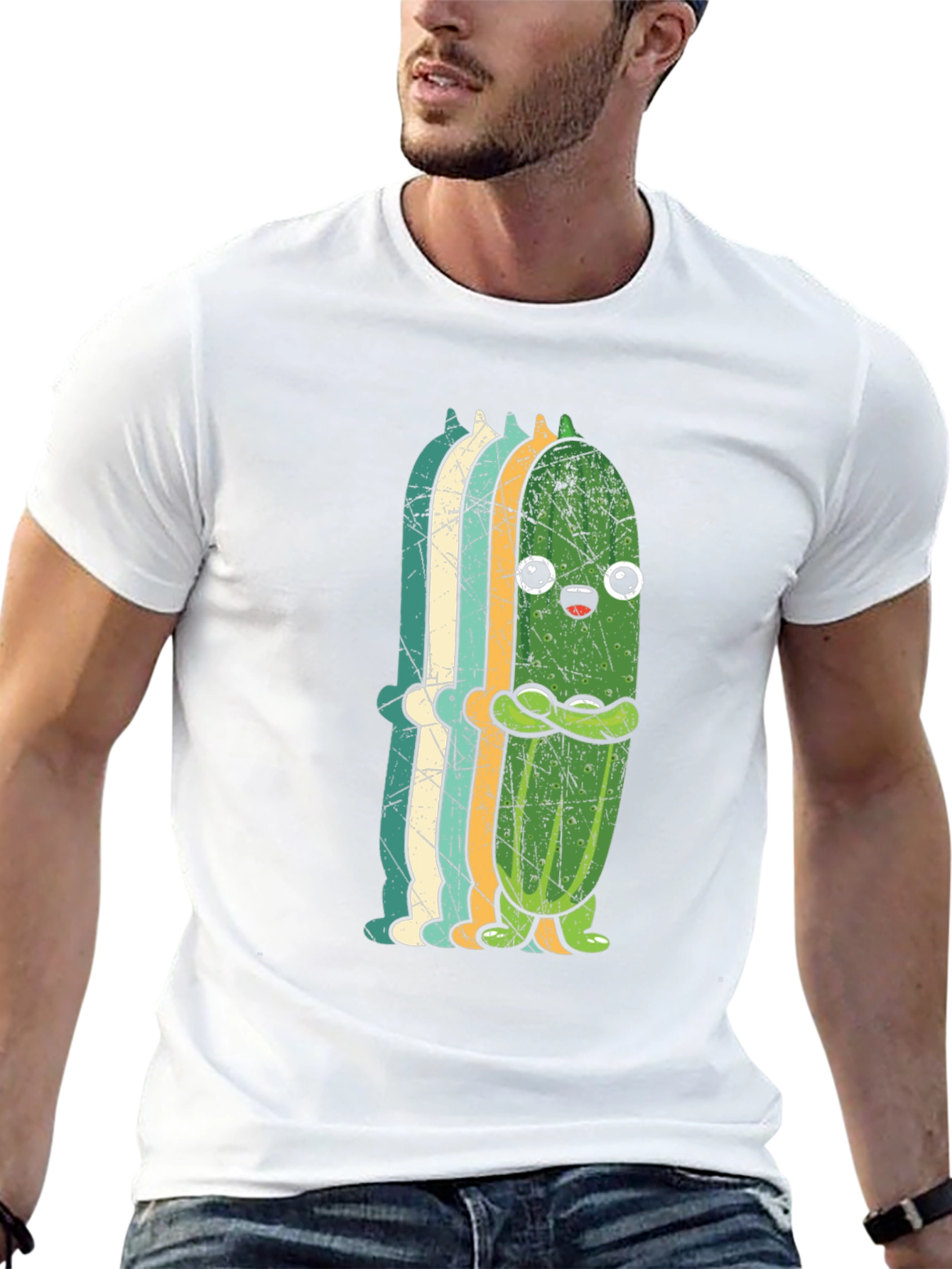 Black Funny Pickle Retro Style Graphic T-Shirt view 13