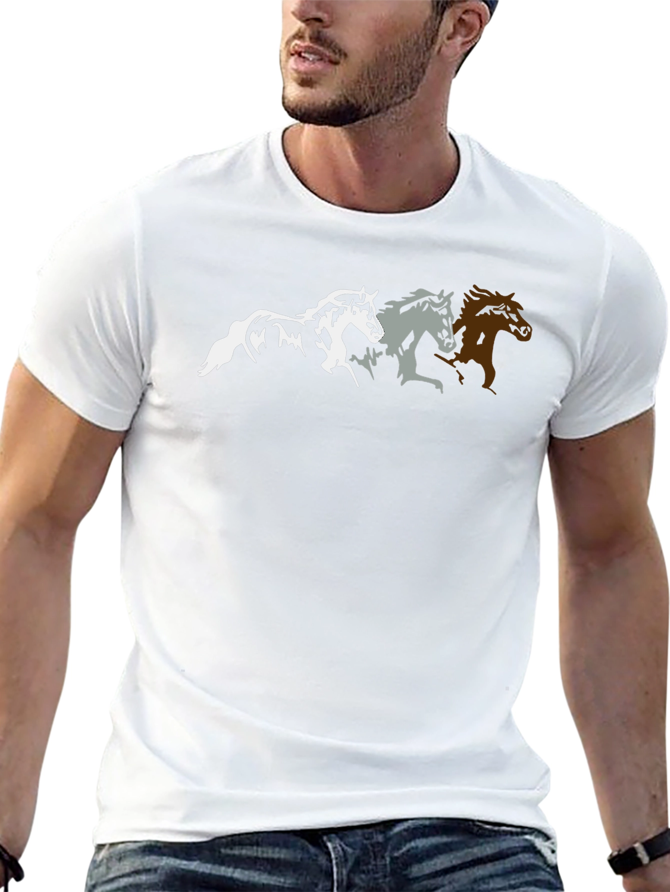 Black Horse Silhouette Graphic T-Shirt - Black view 13