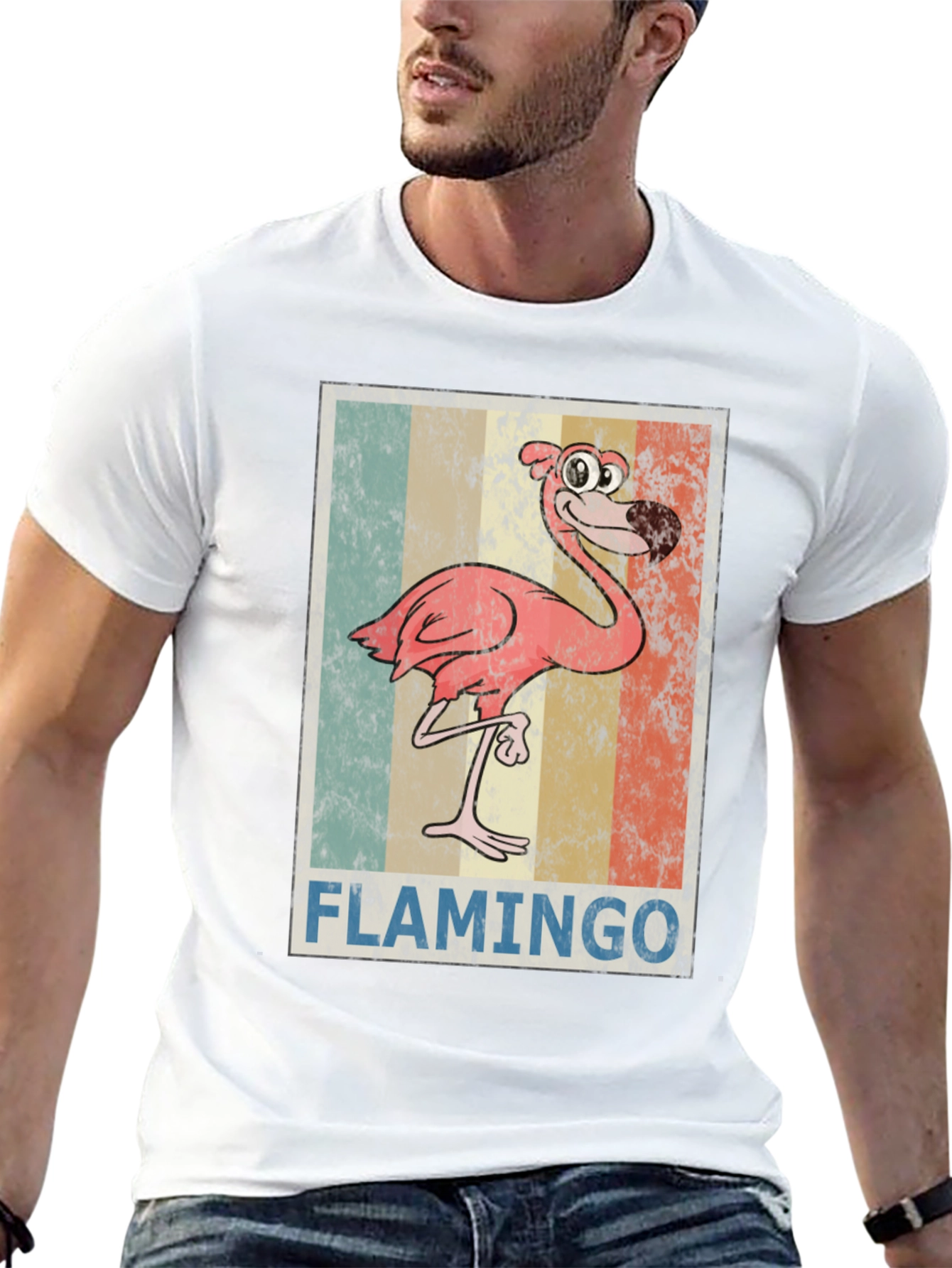 Black Funny Flamingo Graphic Print T-Shirt view 13