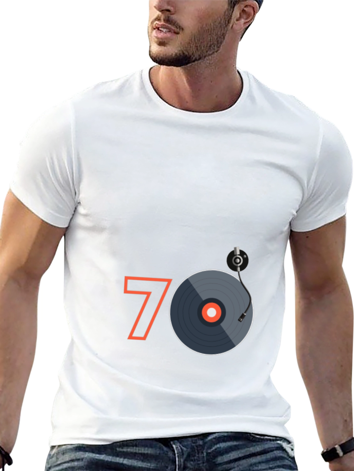 Black Retro 70's Music Graphic Tee - Classic Vinyl Record T-Shirt view 13