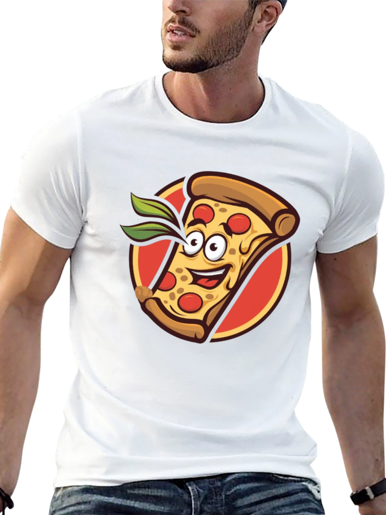 Black Pizza Slice Graphic Tee - Funny Cartoon Style view 13
