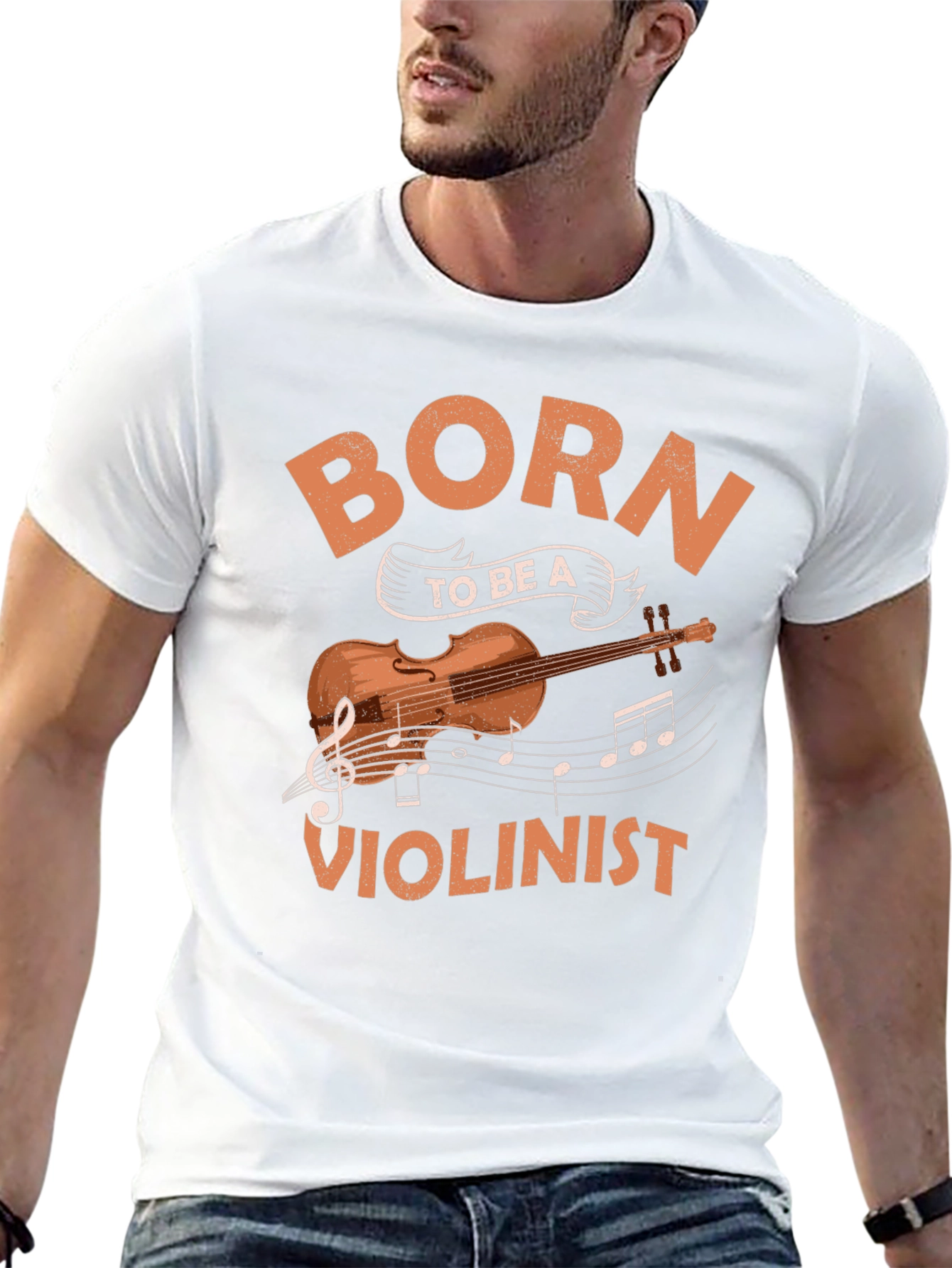 Black Born To Be A Violinist Graphic T-Shirt view 13