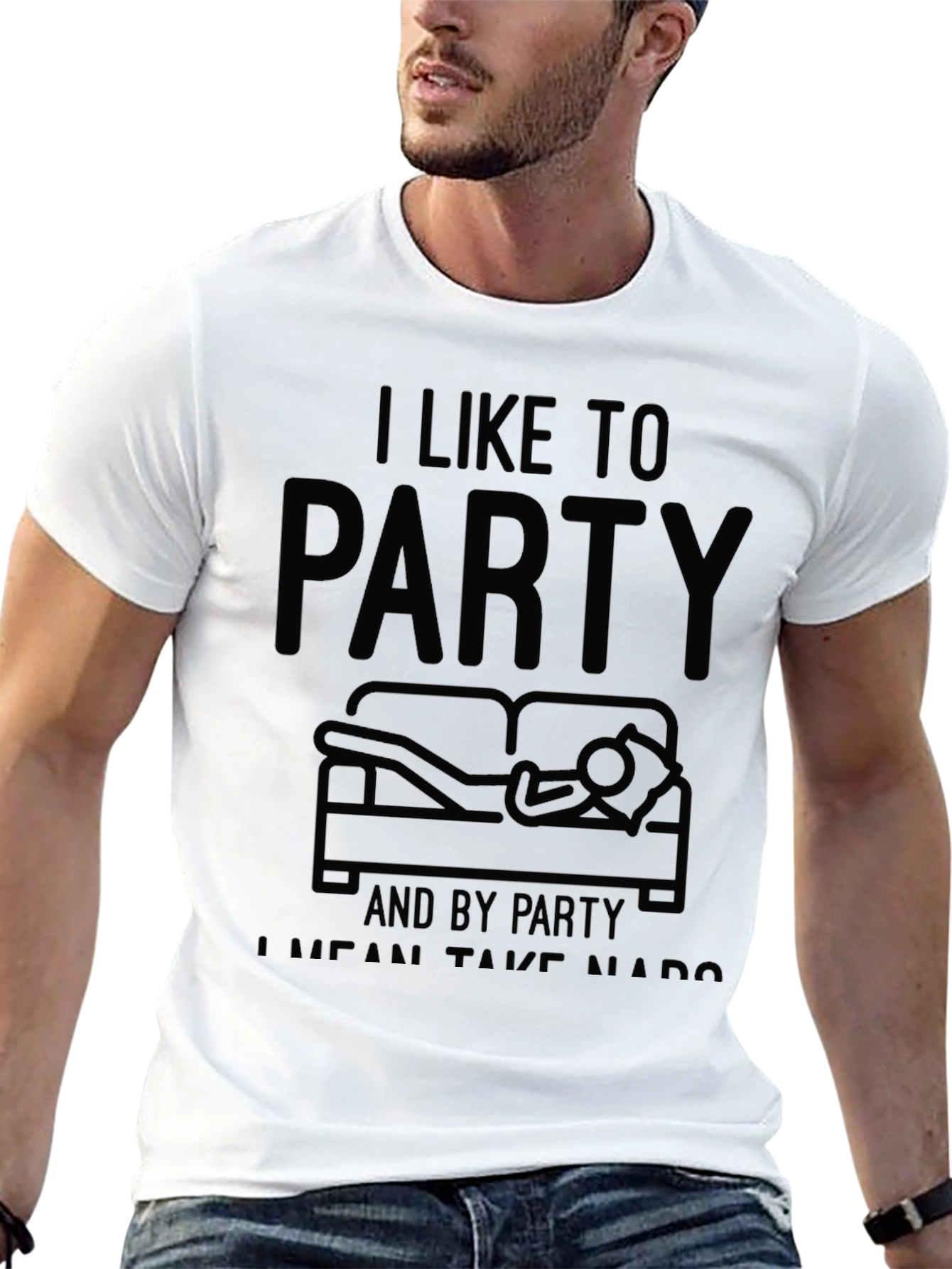 Black I Like to Party Napping T-Shirt view 13