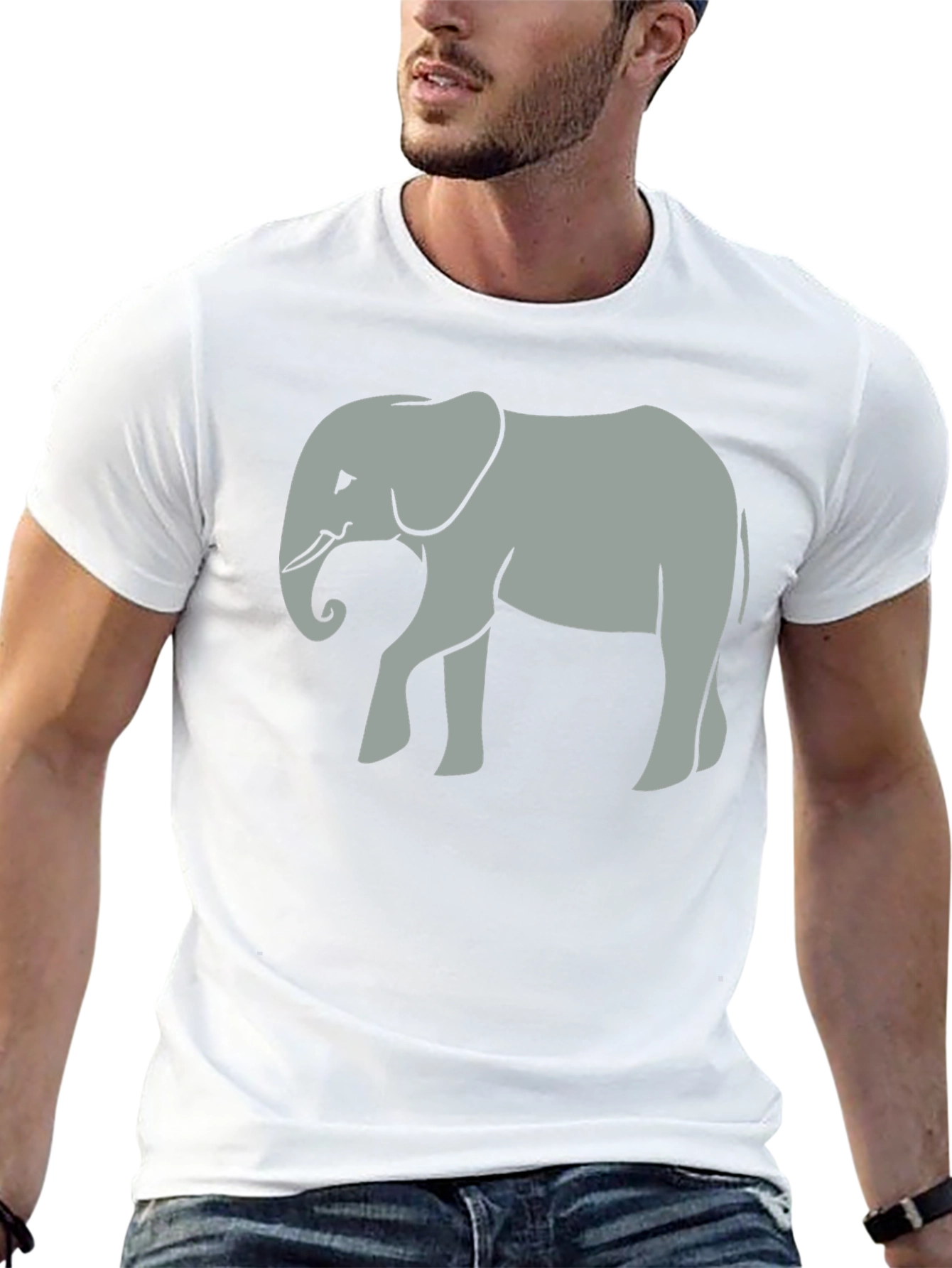 Black Elephant Graphic Tee - Unisex Black Cotton T-Shirt view 13