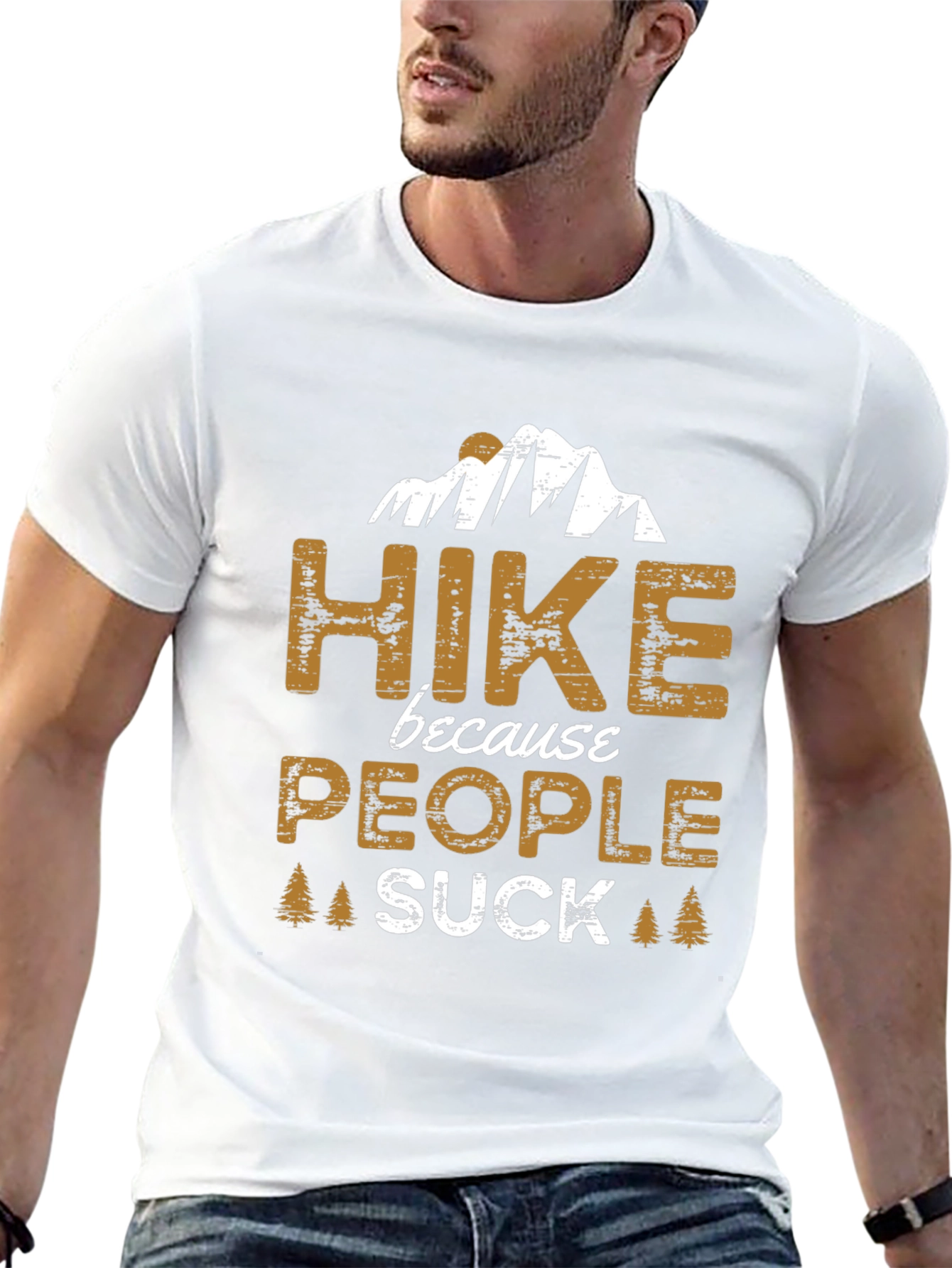 Black Hike Because People Suck Funny Graphic Tee view 13