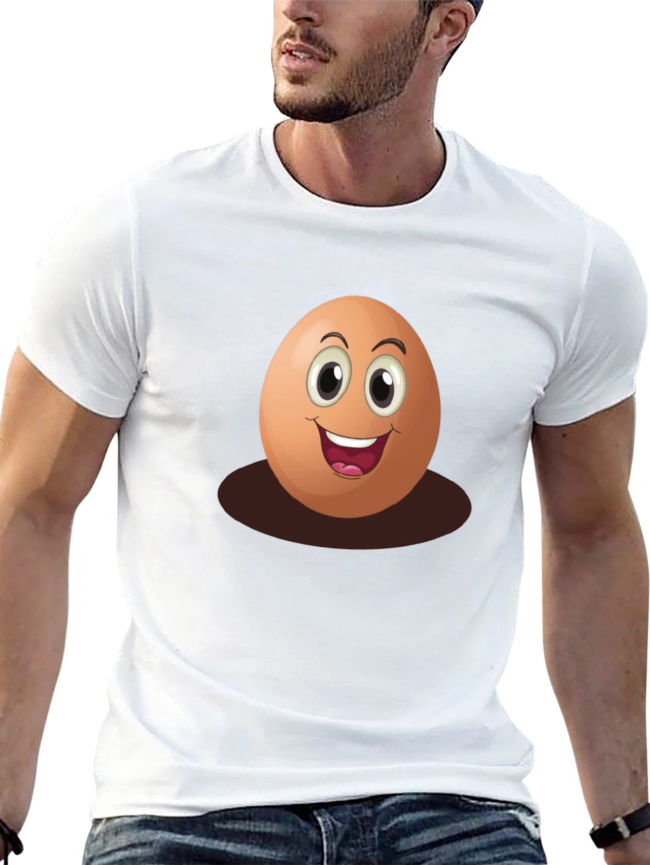 Black Funny Egg Cartoon Graphic T-Shirt view 13