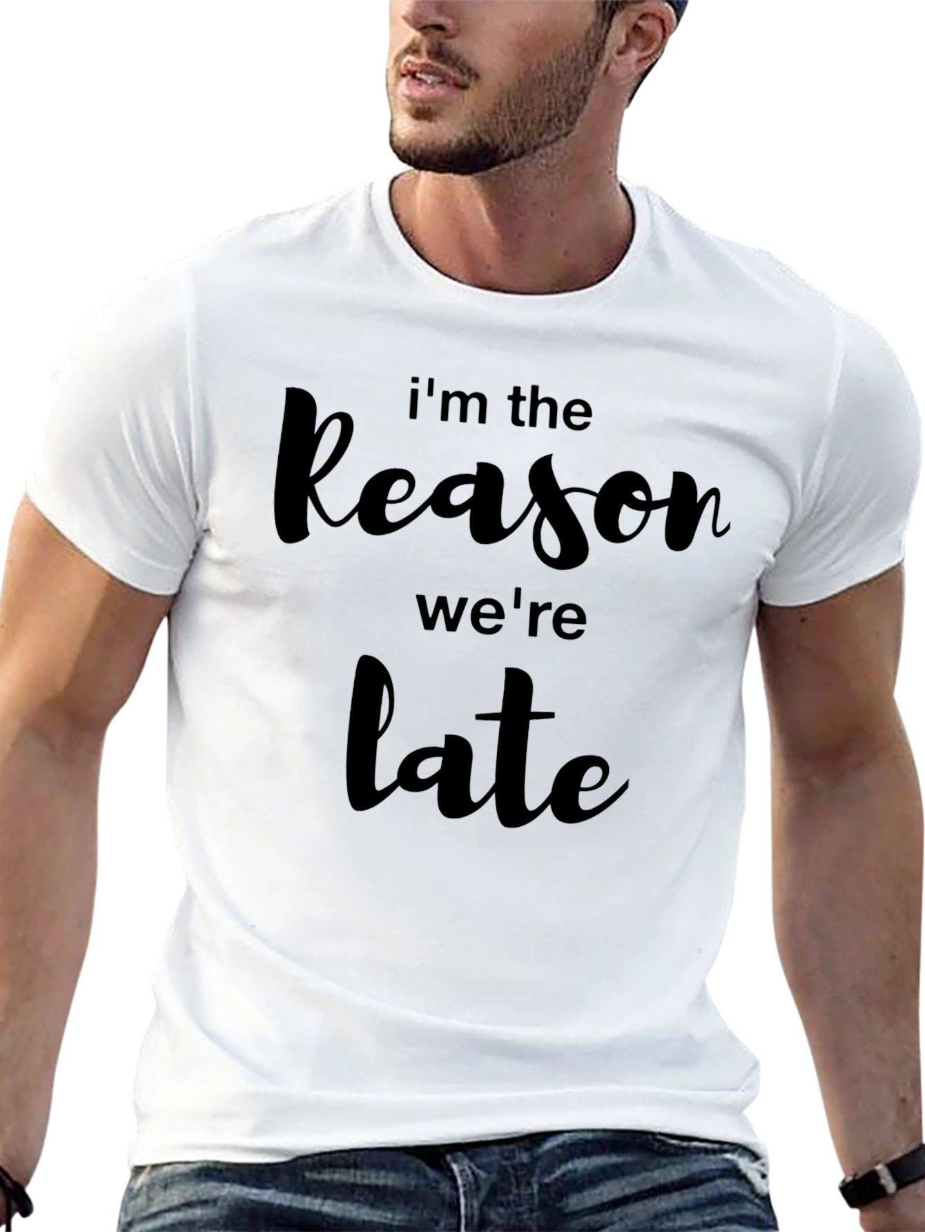 Black I'm The Reason We're Late Graphic Tee view 13