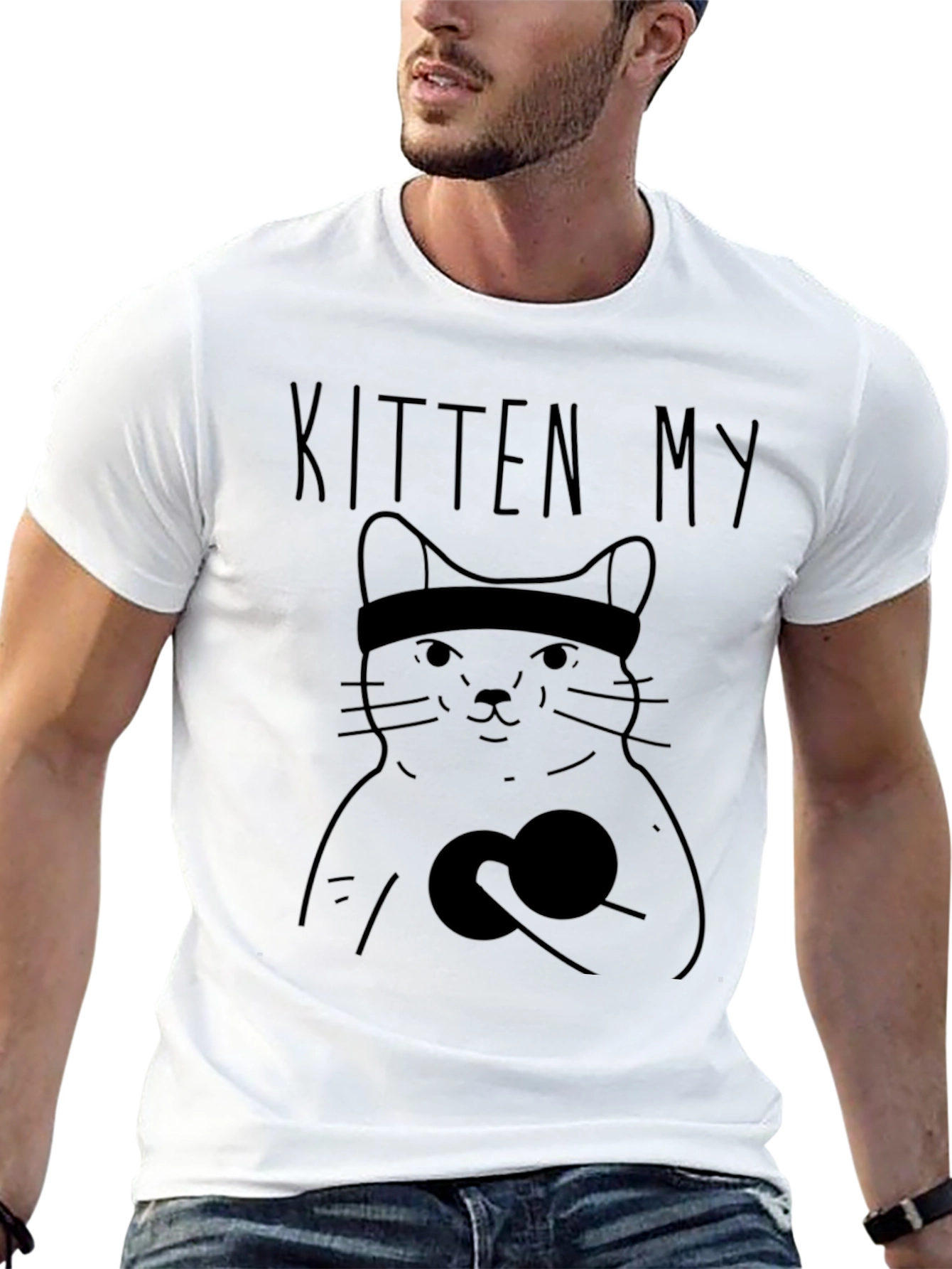 Black Kitten My Funny Cat Workout T-Shirt view 13