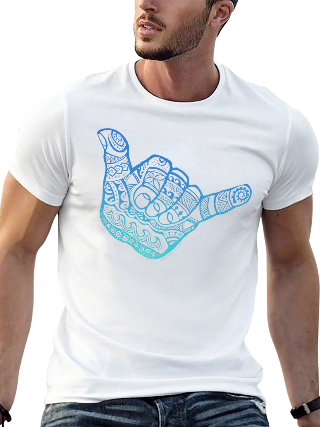 Black Shaka Hand Sign Graphic Tee - Casual Comfort view 13