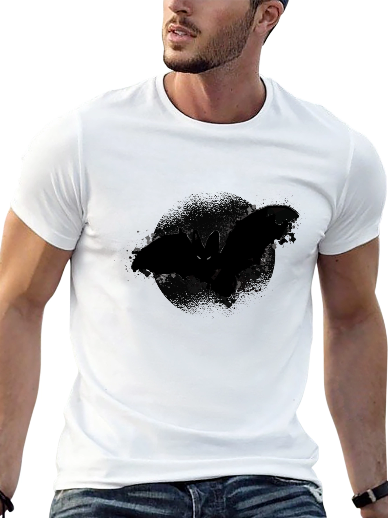 Black Men's Black Bat Graphic Tee view 13