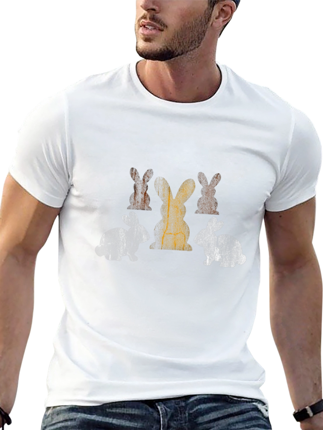 Black Retro Easter Bunny T-Shirt view 13