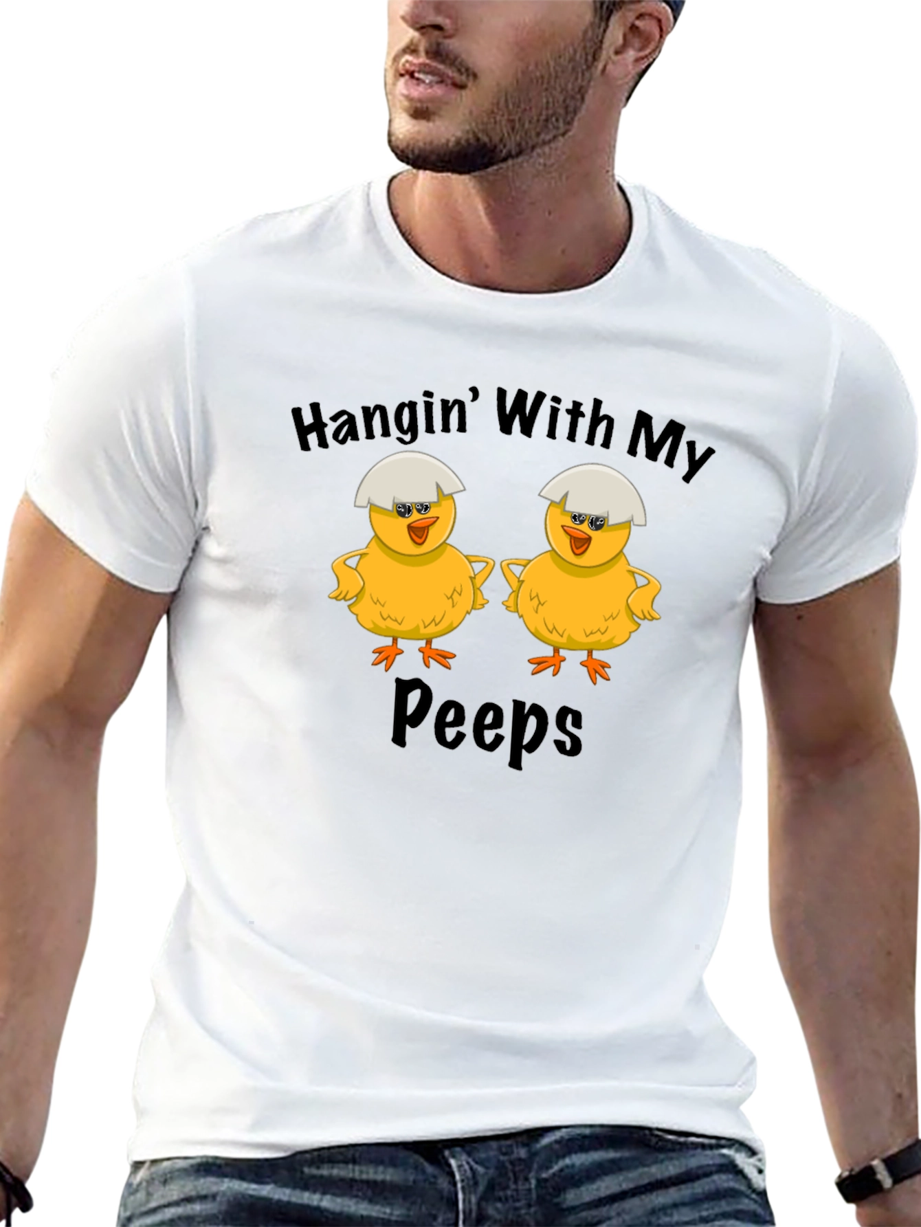Camiseta Negra: Pollitos "Hanging With My Peeps"