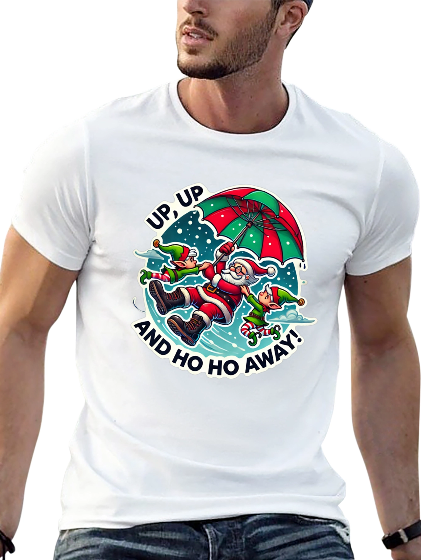 Black Santa & Elves Graphic Tee - Holiday Humor view 13