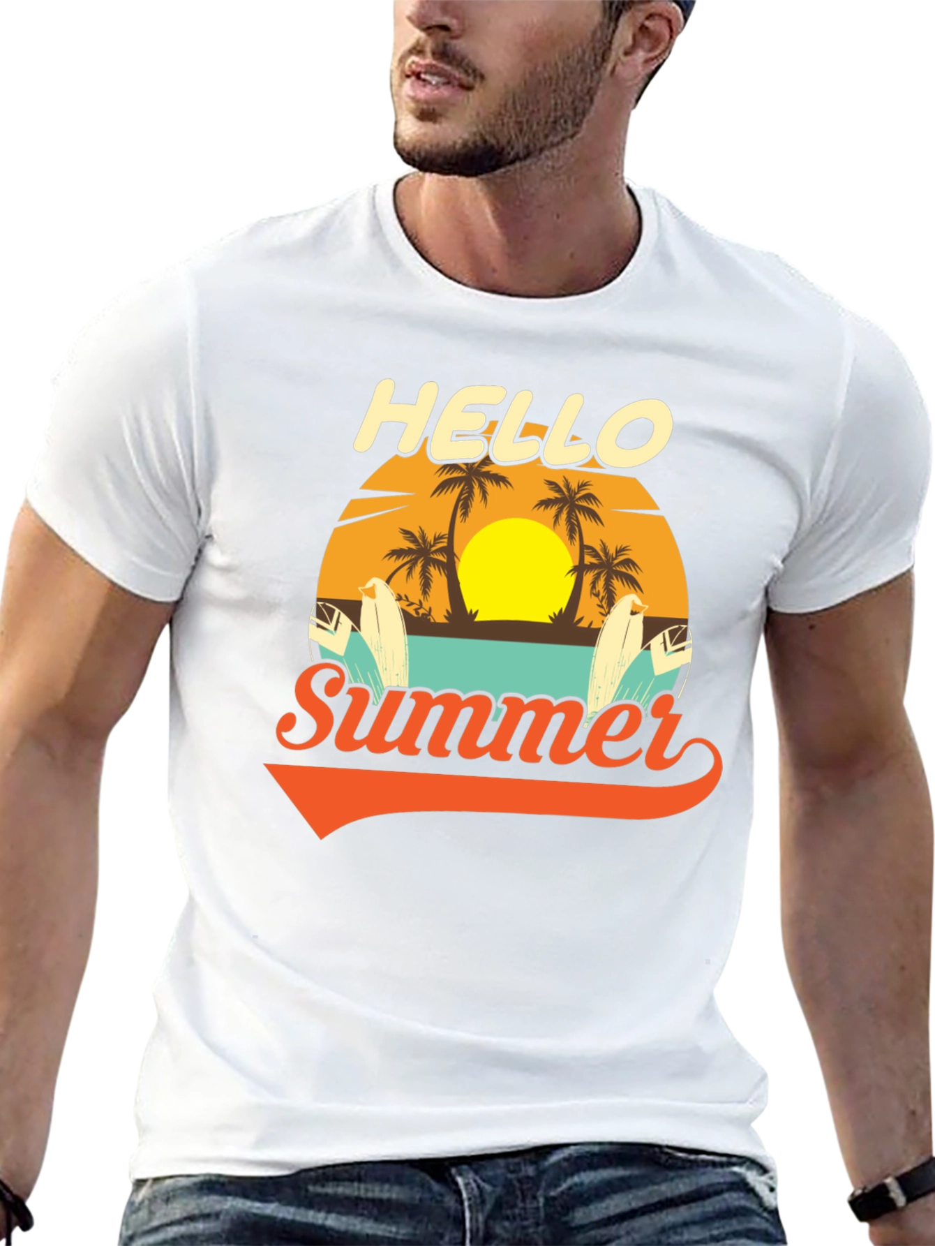 Black Hello Summer Graphic Tee - Beach Vacation Ready! view 13