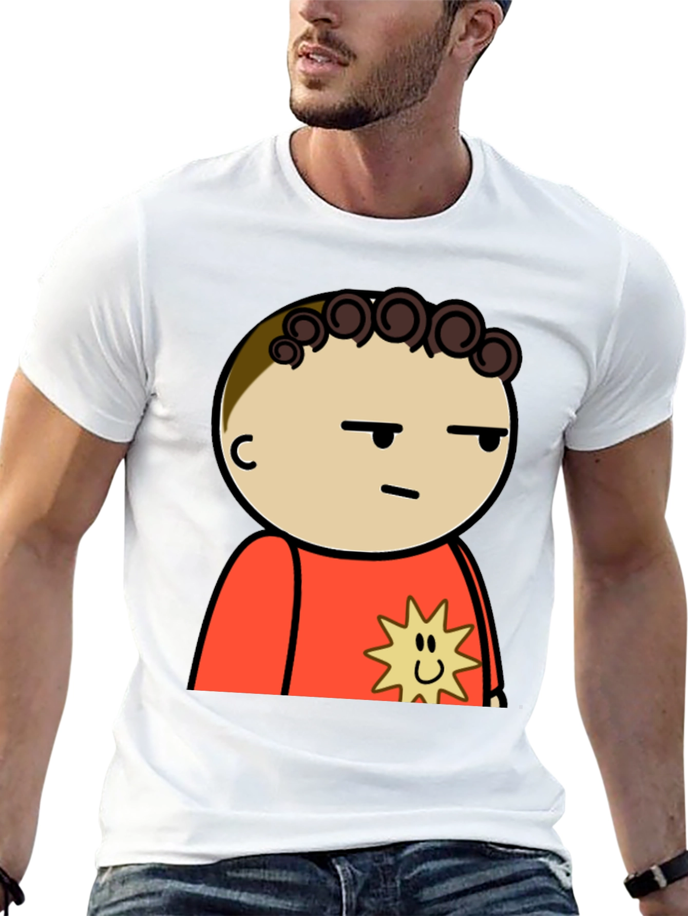 Black Funny Cartoon Character T-Shirt - Black Cotton Tee view 13