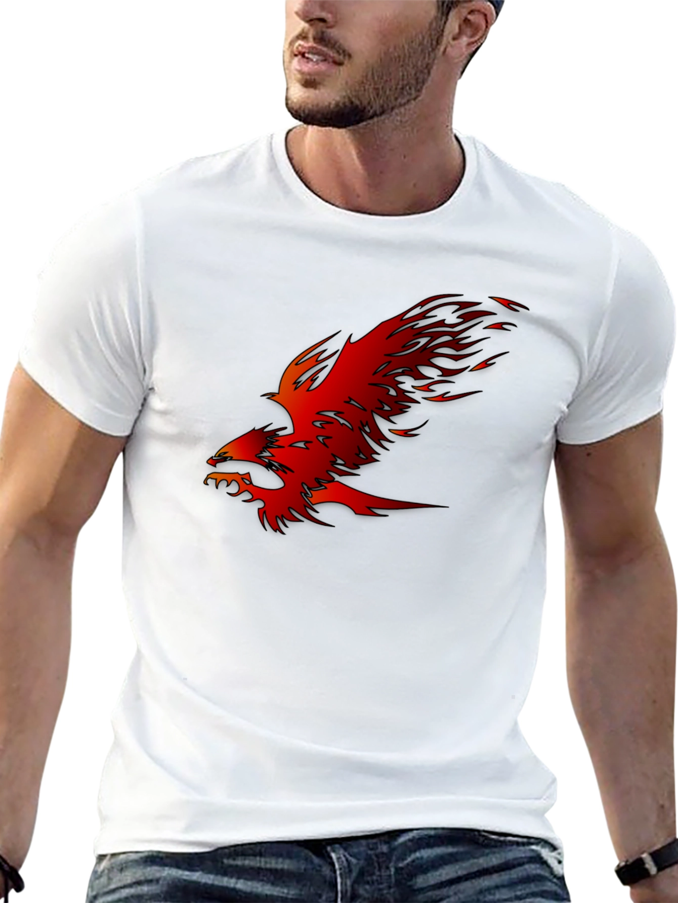 Black Fiery Phoenix Graphic Black T-Shirt view 13