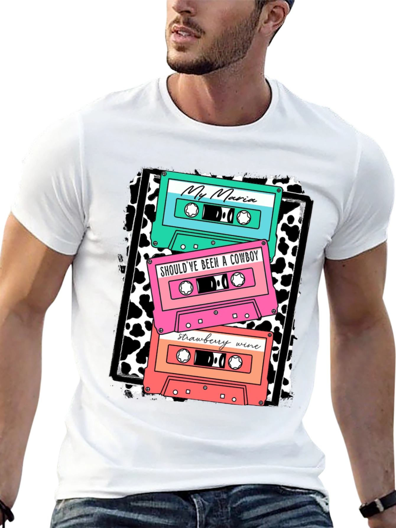Black Retro Cassette Tape Music T-Shirt view 13