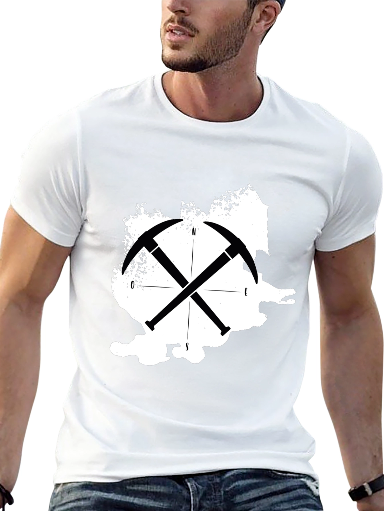 Black Romania Map Crossed Pickaxe T-Shirt view 13