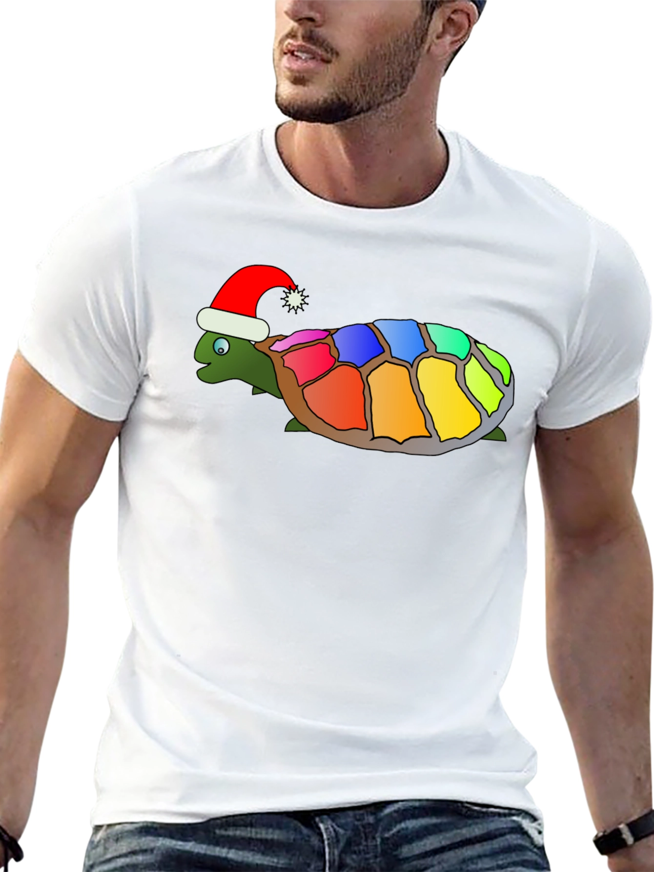 Black Festive Rainbow Turtle Graphic Tee view 13