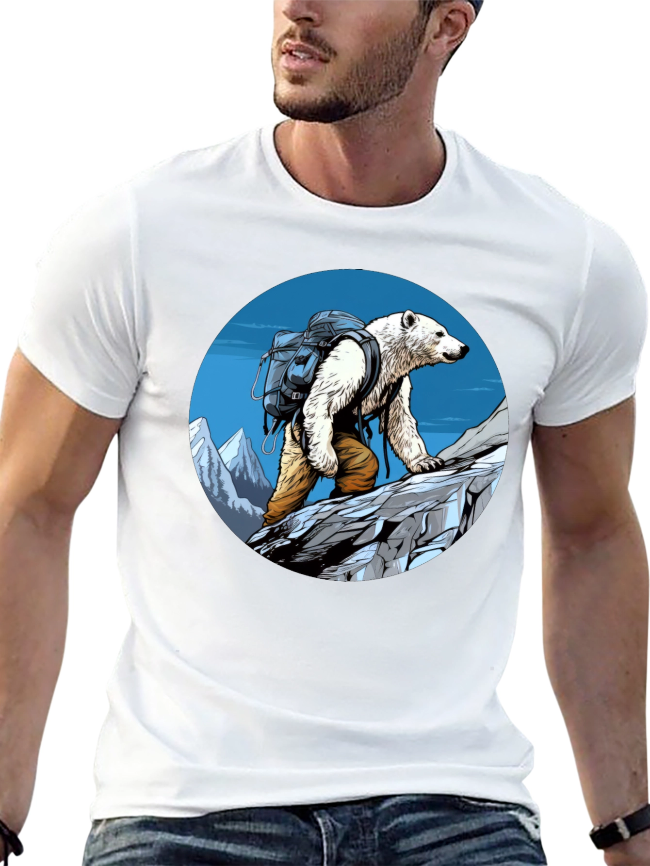 Black Polar Bear Hiking T-Shirt - Adventure Tee view 13