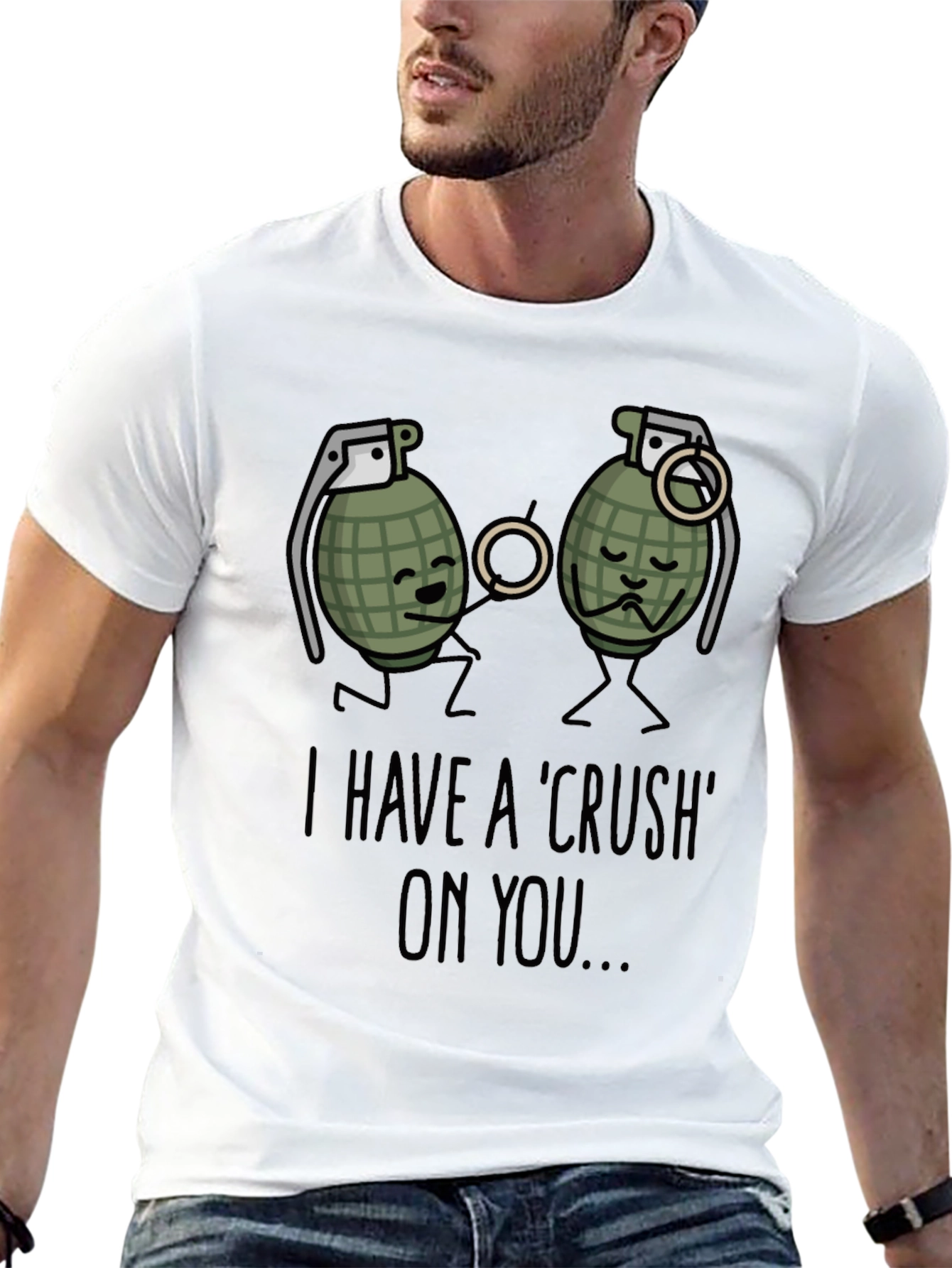 Black I Have A Crush On You T-Shirt Funny Grenade view 13