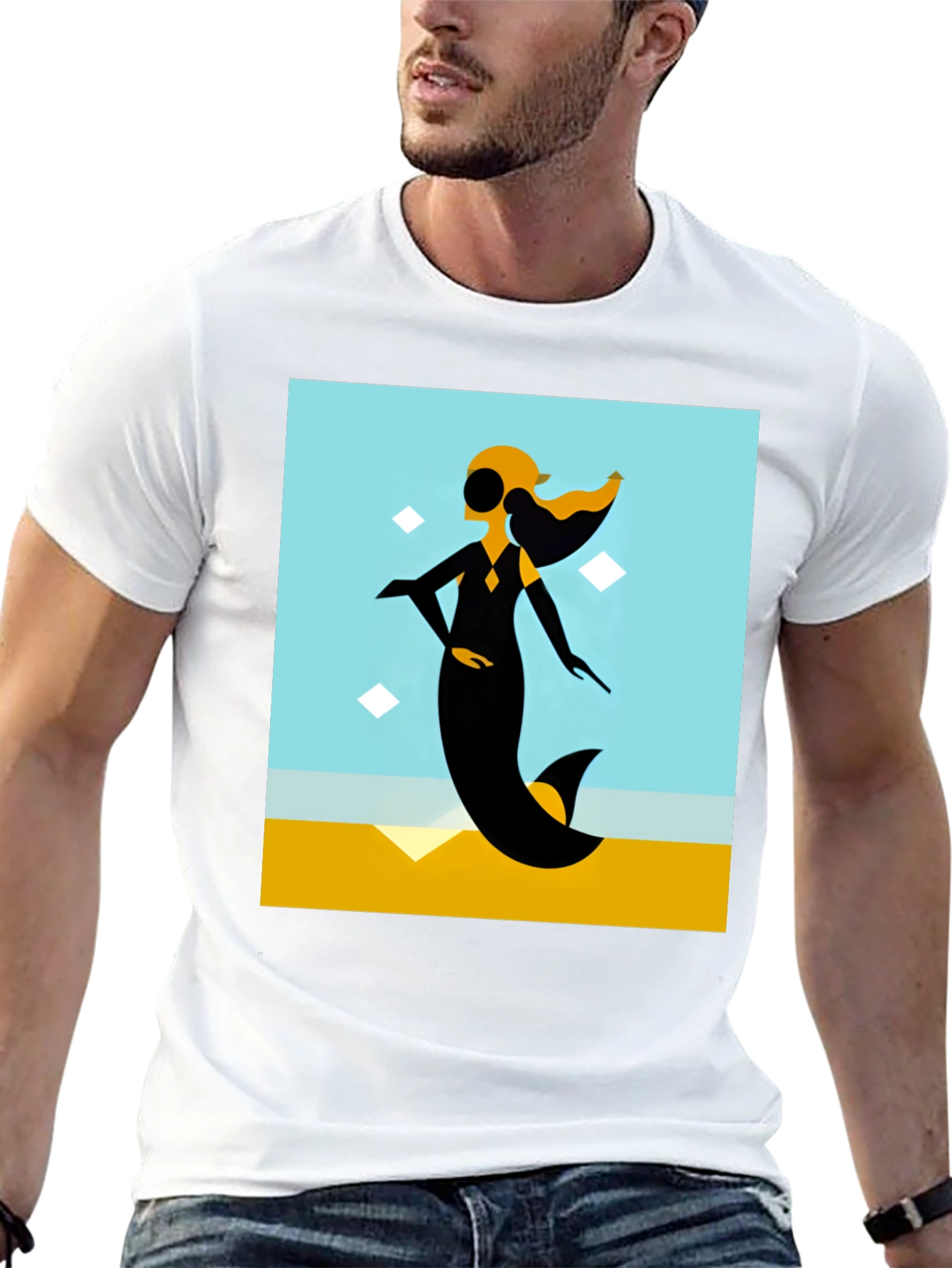 Black Abstract Mermaid Graphic Tee view 13