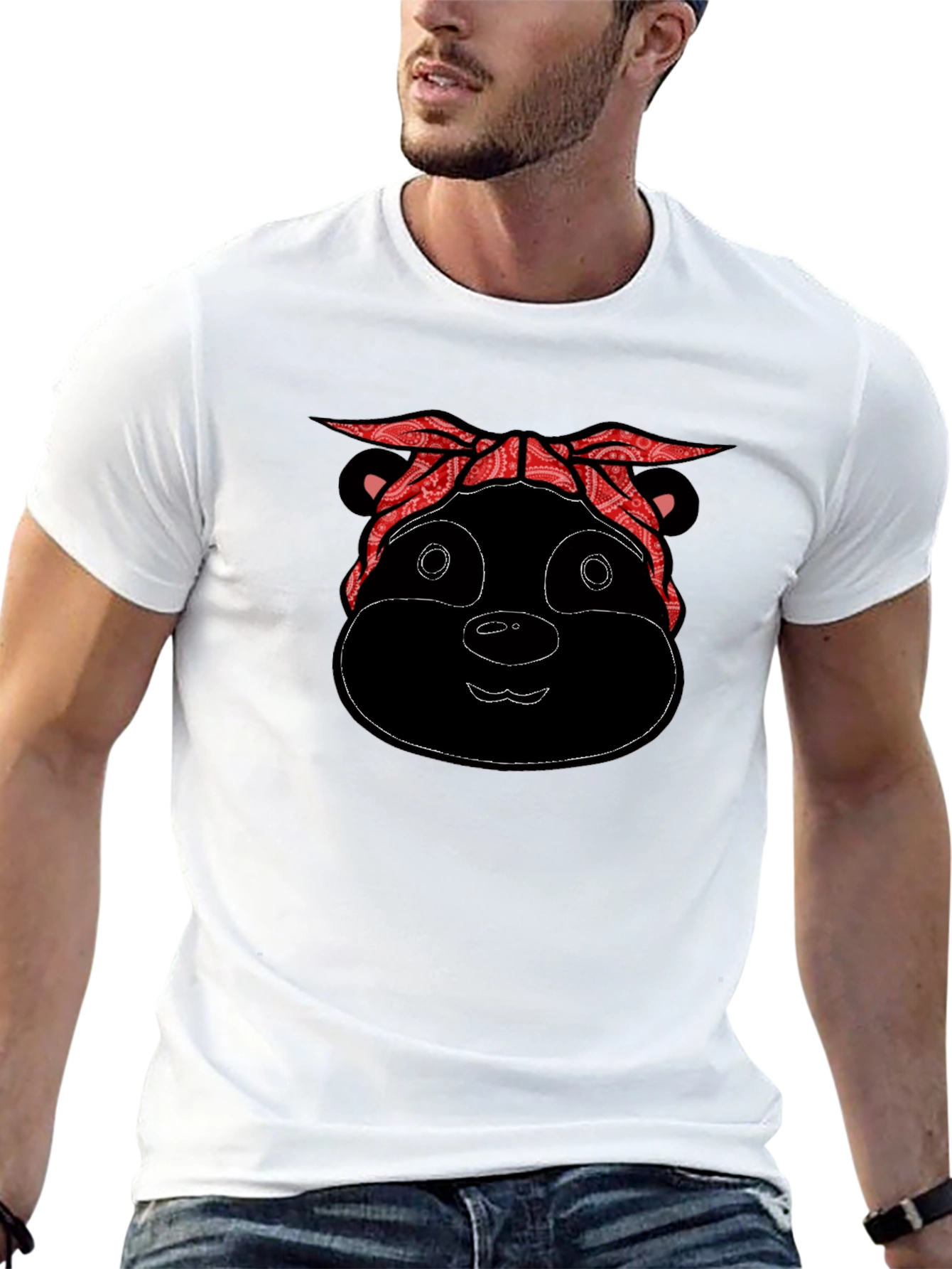 Black Bandana Bear Black T-Shirt view 13