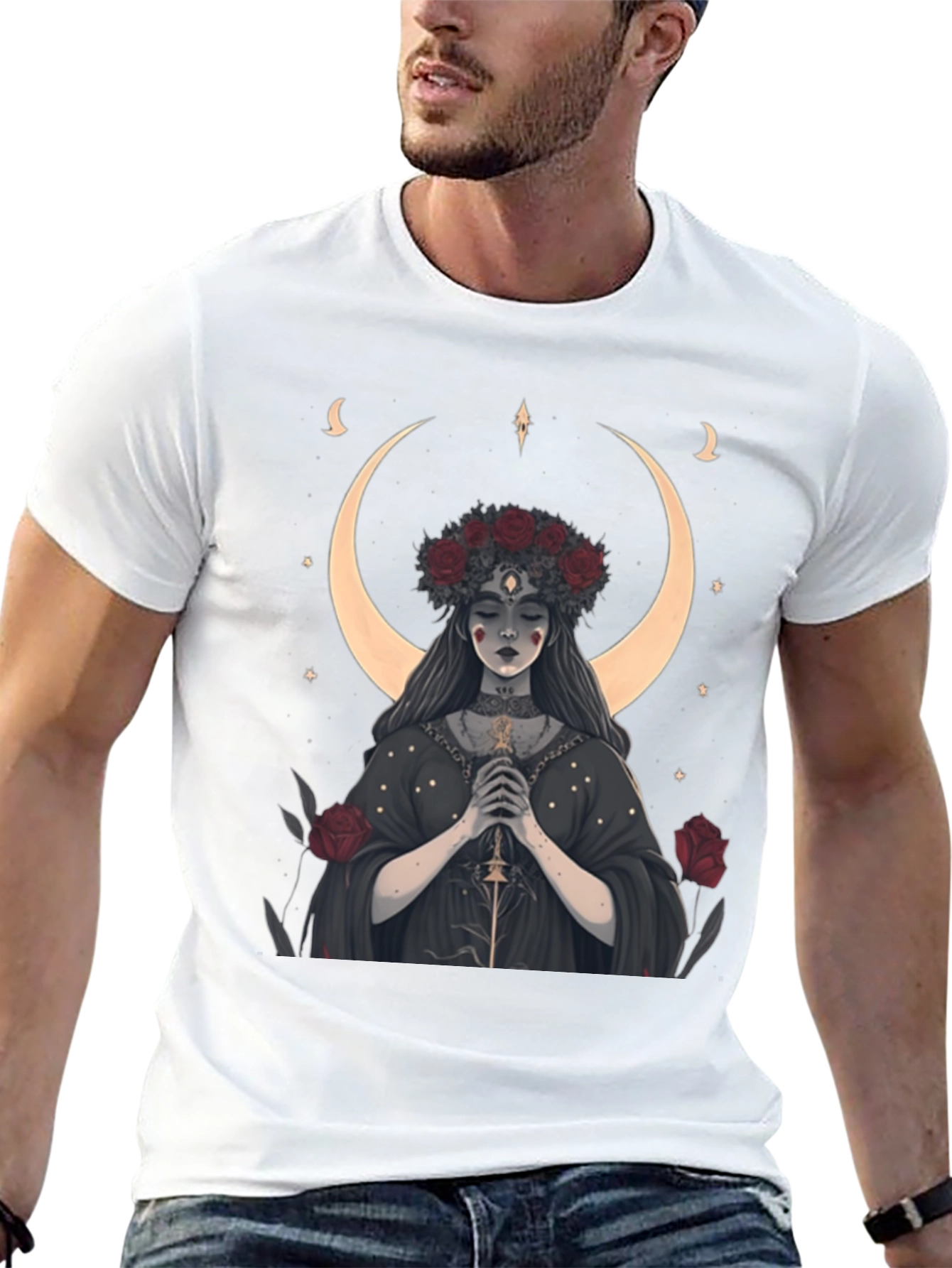 Black Mystic Moon Goddess Graphic Tee view 13