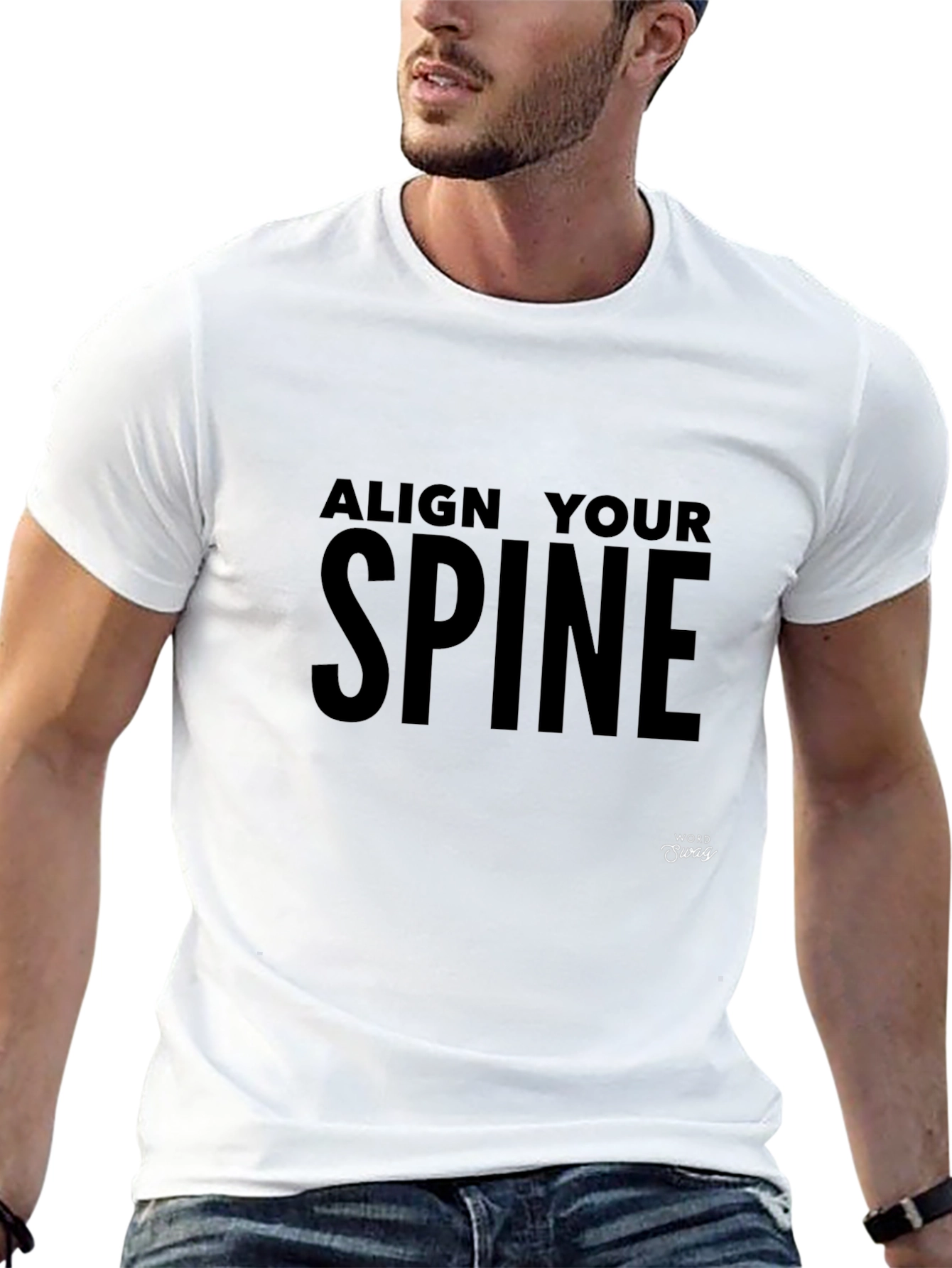 Black Align Your Spine Graphic Tee - Men's Black T-Shirt view 13