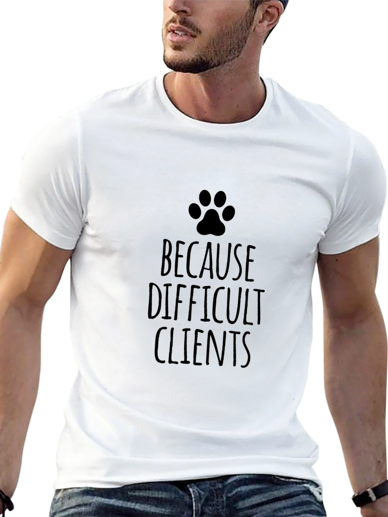 Black Difficult Clients Paw Print T-Shirt view 13